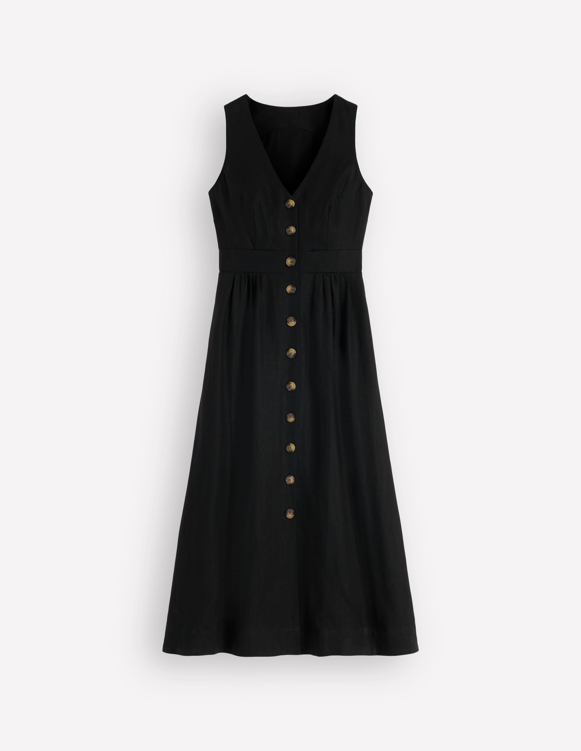 Catherine Button Linen Dress-Black - Image 6