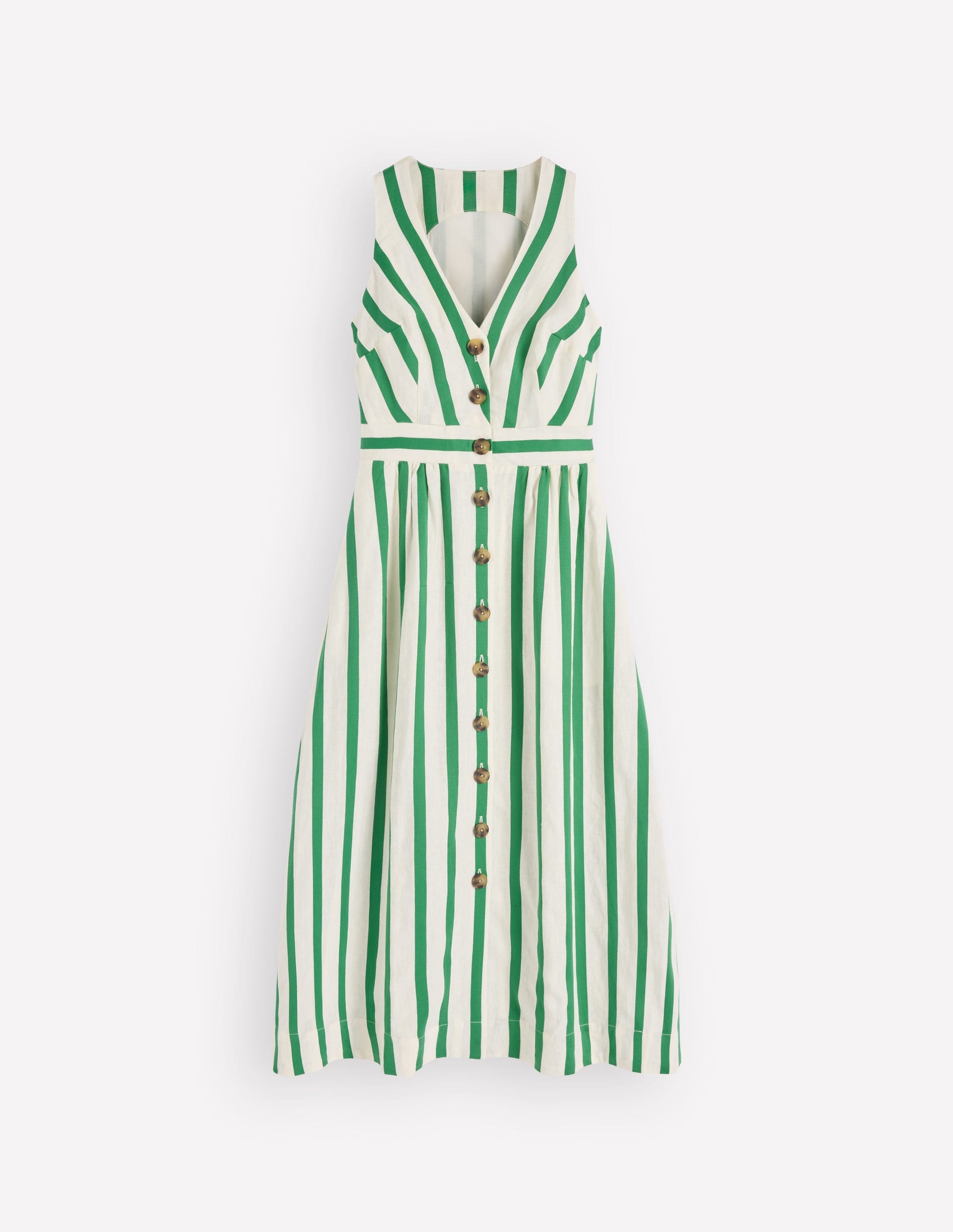 Catherine Button Linen Dress-Ivory and Green Satin Stripe | Boden UK Catherine Button Linen Dress-Ivory and Green Satin Stripe | Boden UK