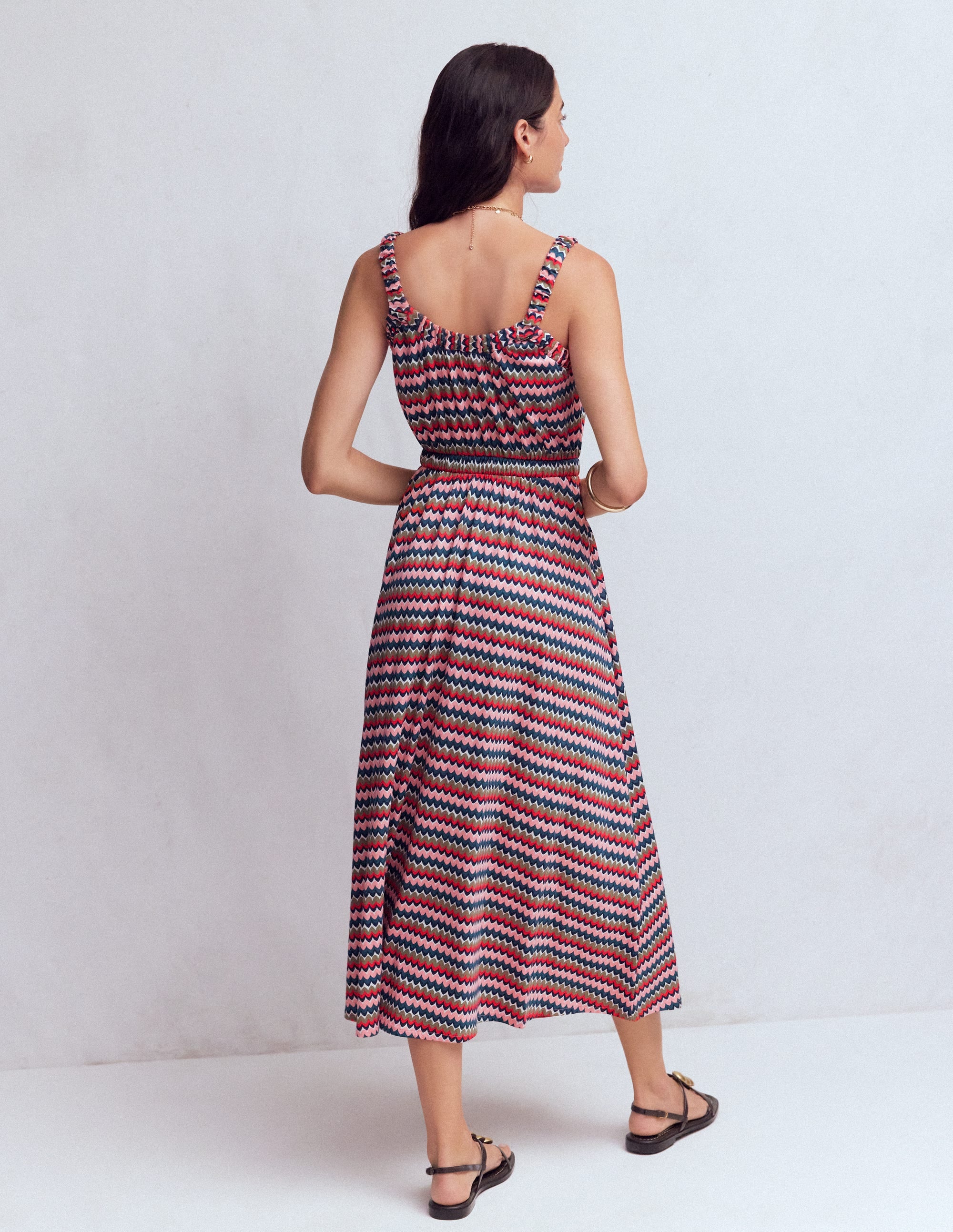 Scoop Neck Jersey Dress-Multi, Zigzag Ripple - Image 3