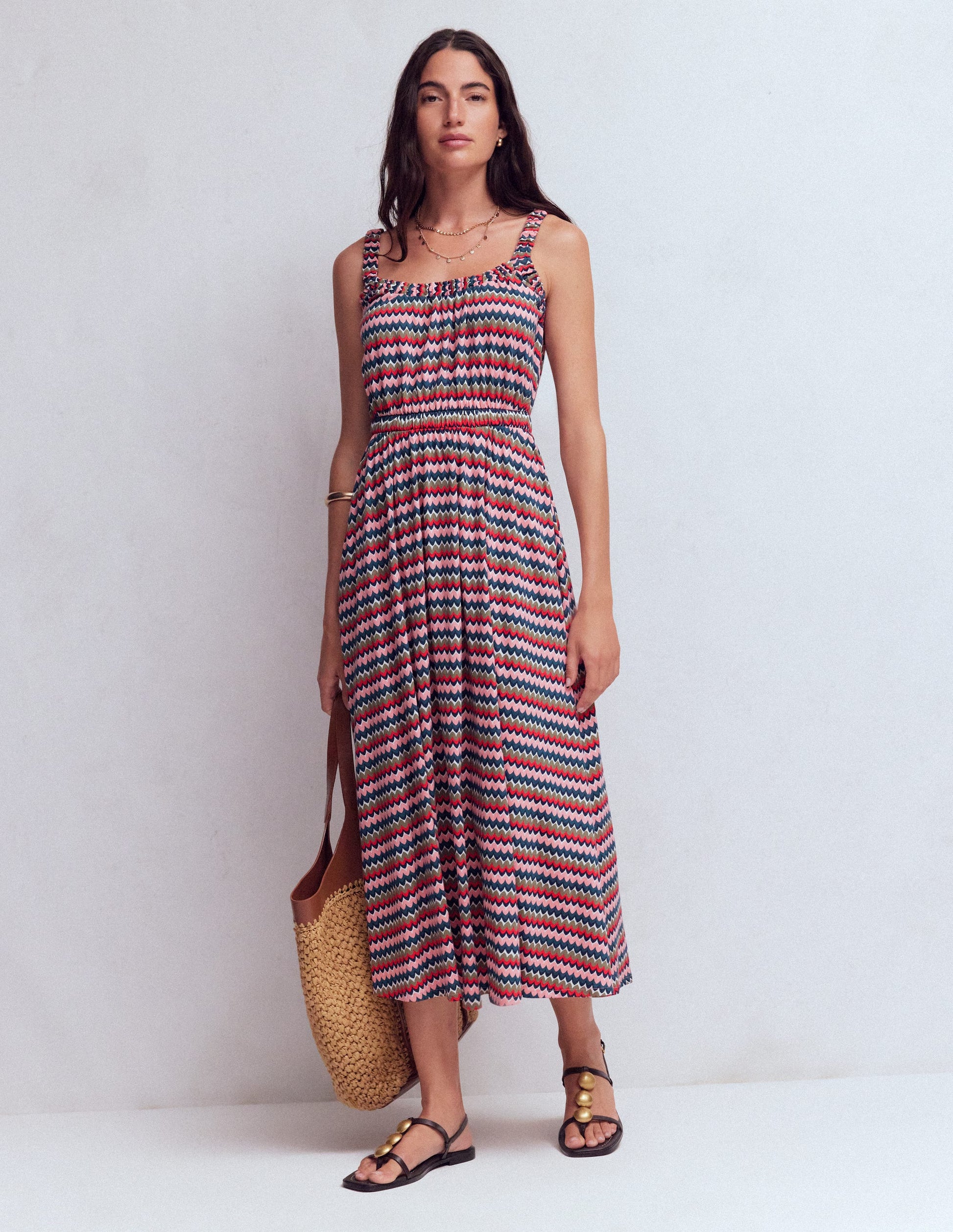 Scoop Neck Jersey Dress-Multi, Zigzag Ripple-4