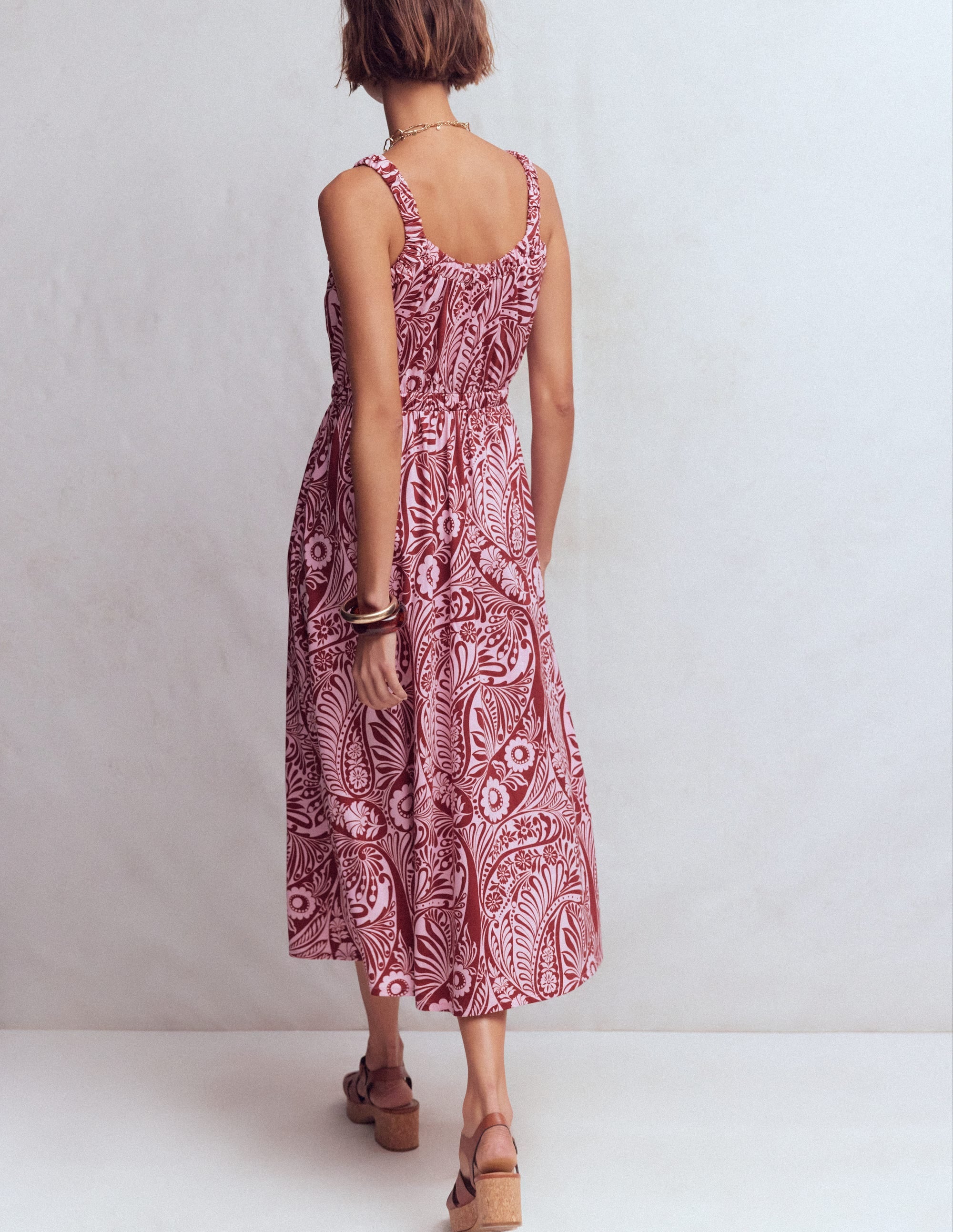 Scoop Neck Jersey Dress-Pink, Enchanted Paisley - Image 3