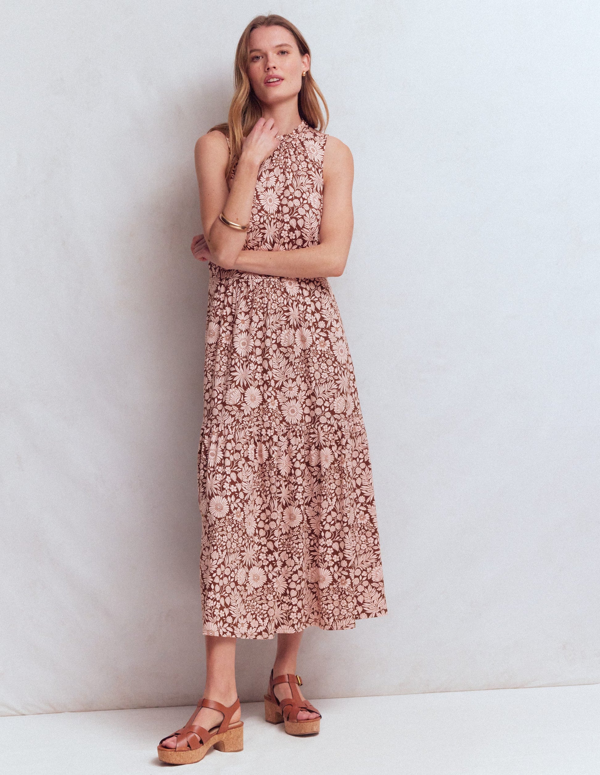 Camalie Jersey Maxi Dress-Raw Umber, Flowerbed Bloom-5