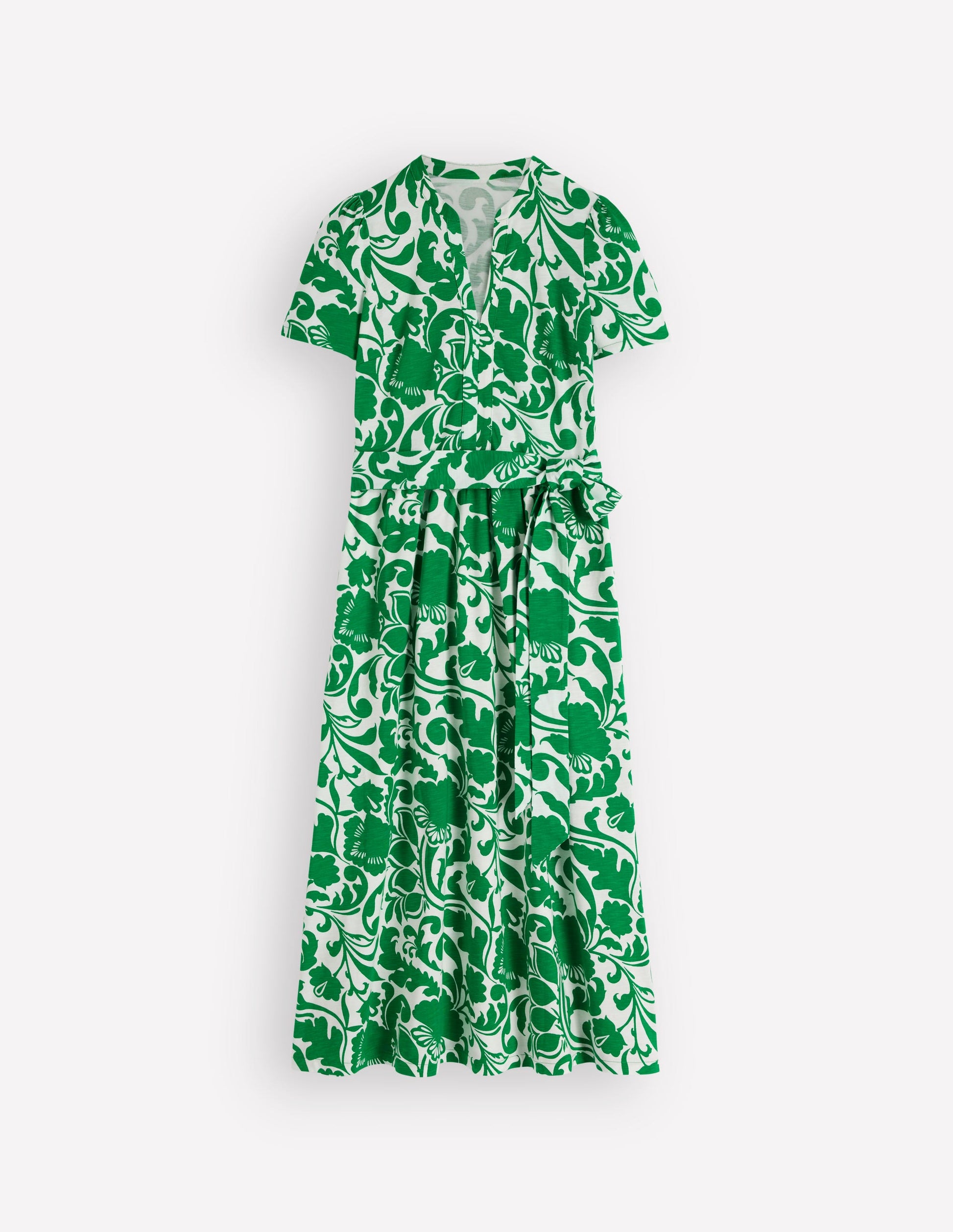 Naomi Jersey Midi Dress-Emerald, Flourishing Meadow-7