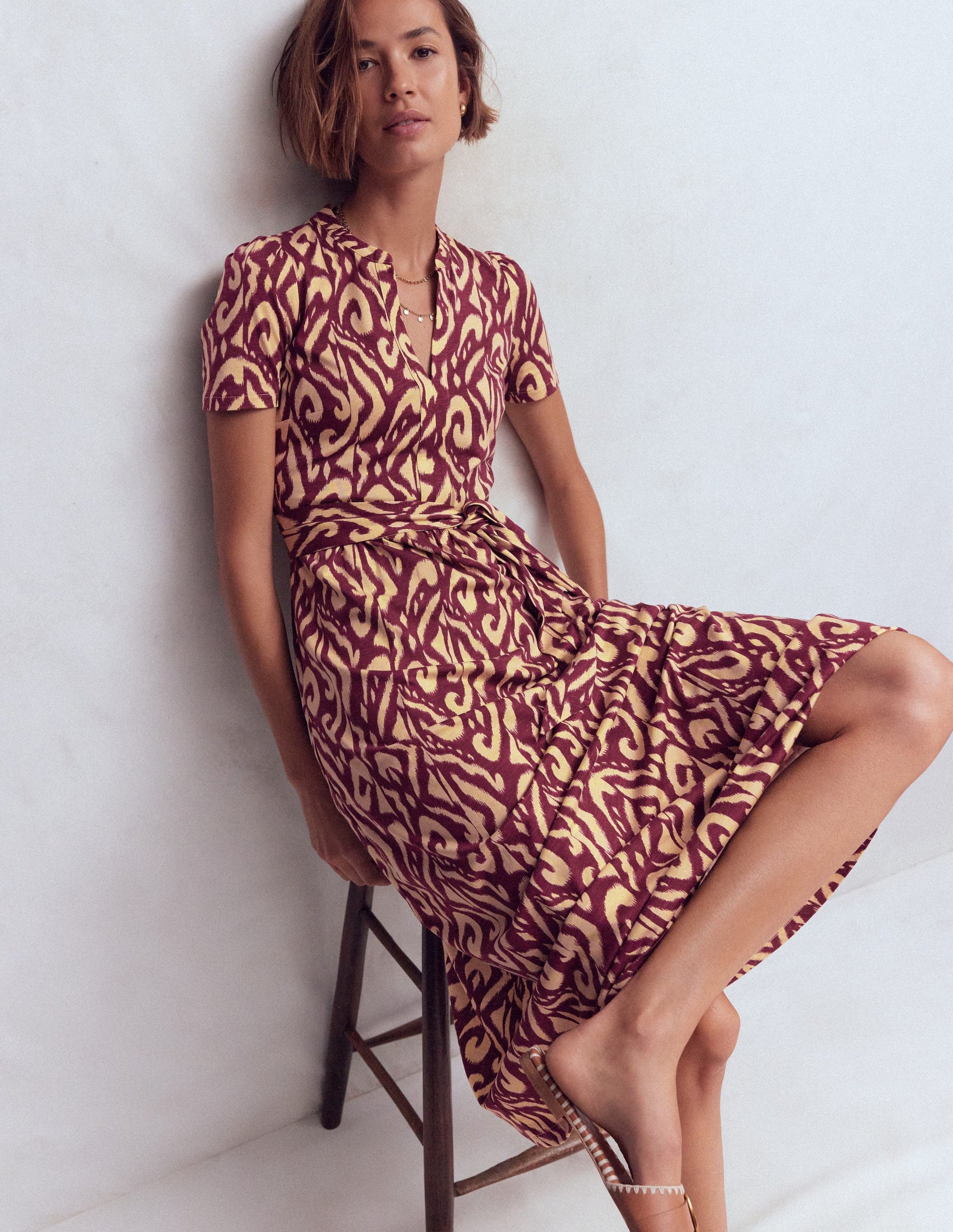 Naomi Jersey Midi Dress-Deep Wisteria, Ikat | Boden UK