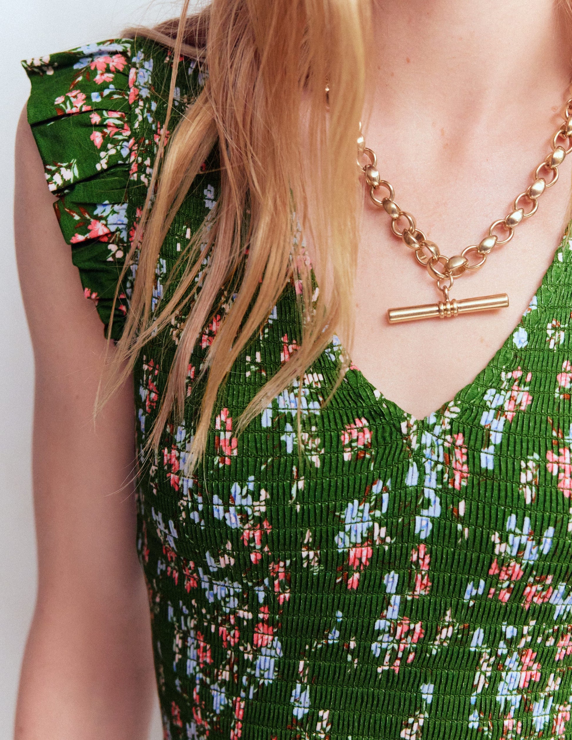 Smocked Jersey Midi Dress-Promenade Green, Bloom Scatter-5