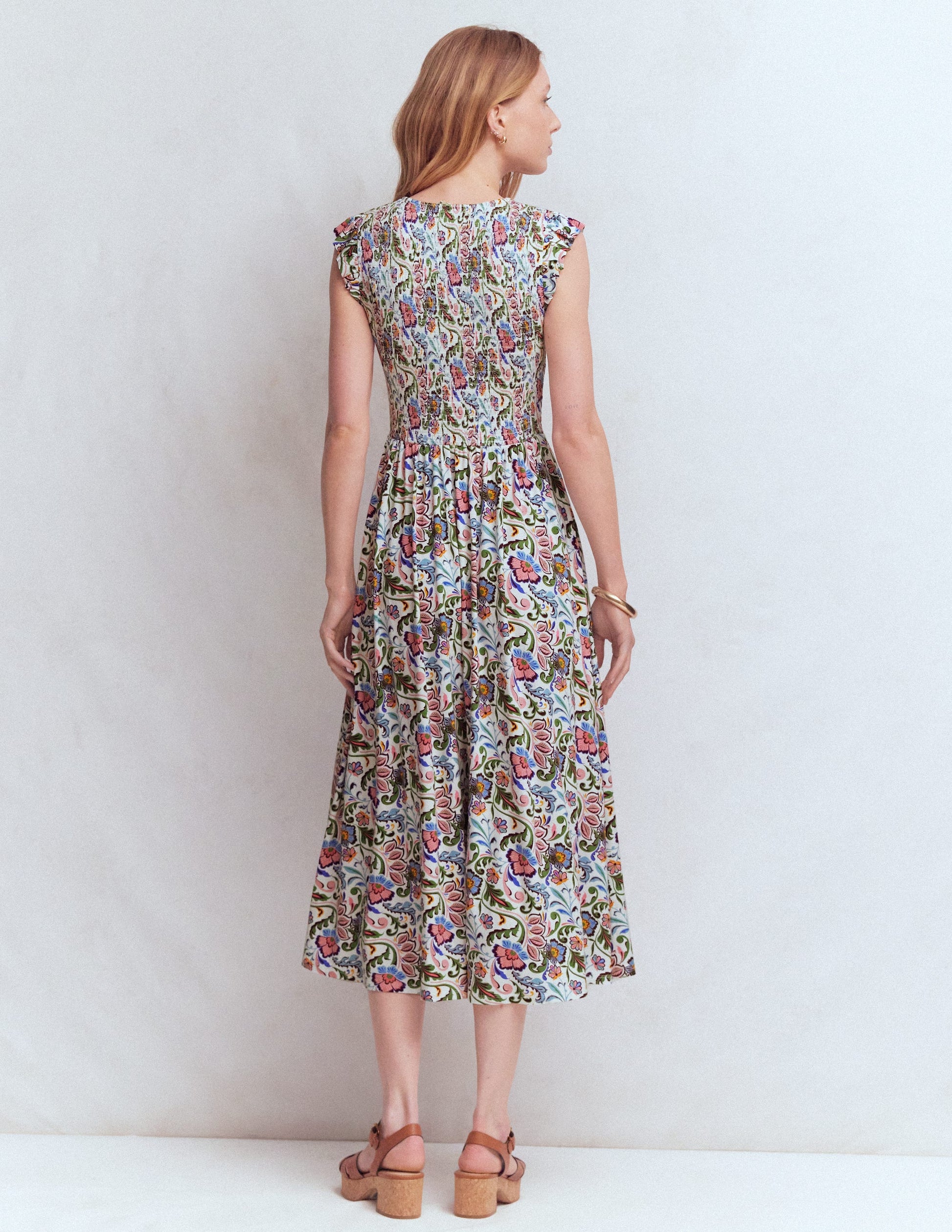 Smocked Jersey Midi Dress-Multi, Flourishing Meadow-3