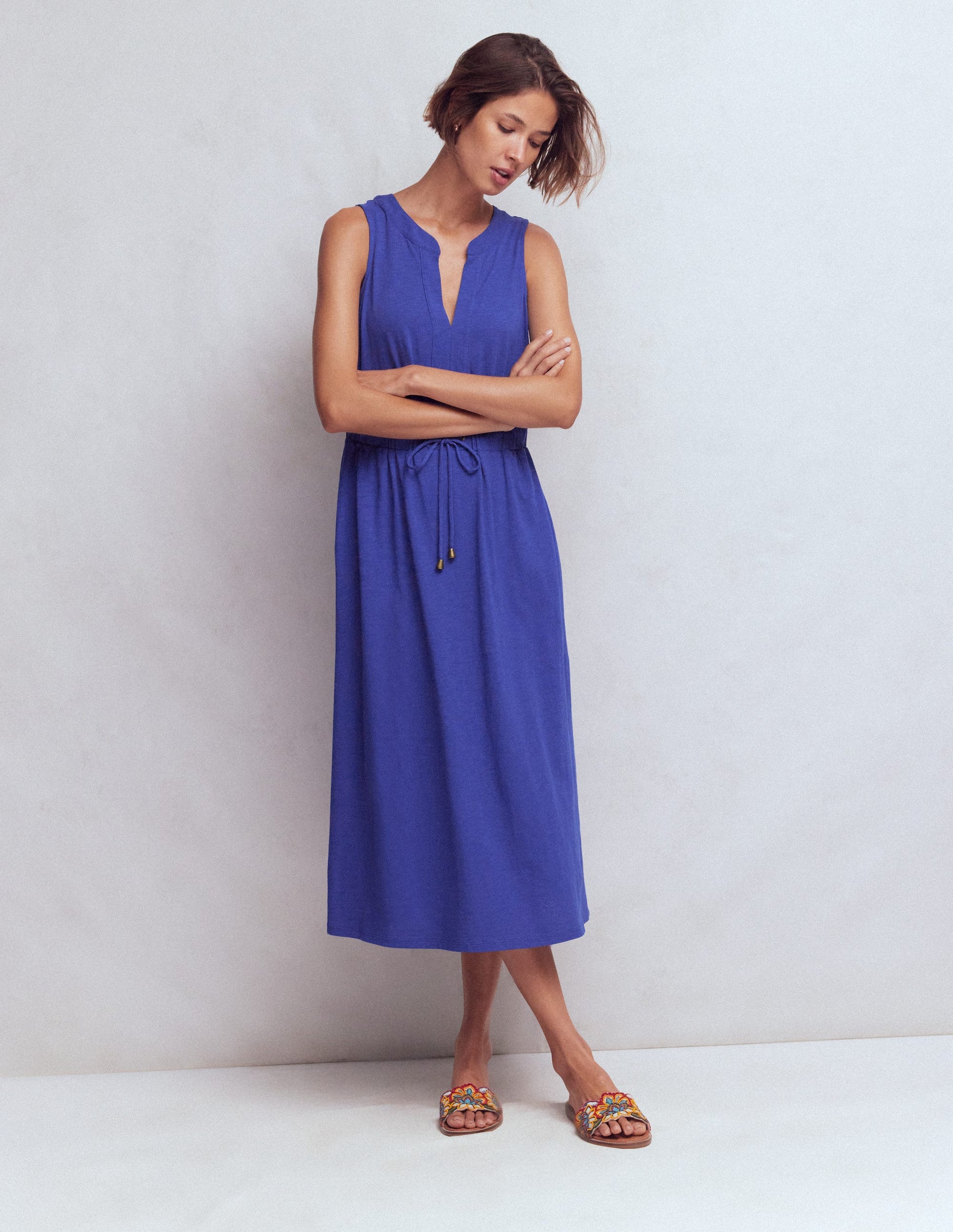 Delphine Midi Jersey Dress-Sapphire Blue | Boden UK