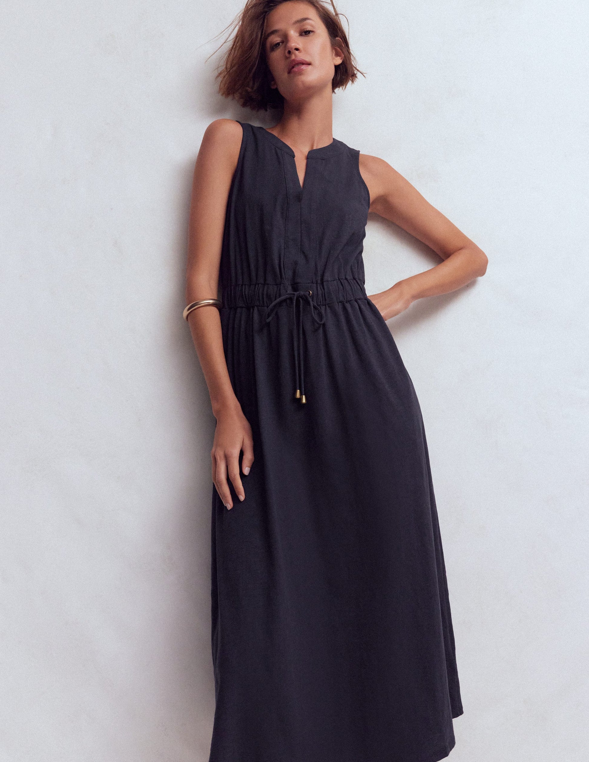 Delphine Midi Jersey Dress-Navy-4