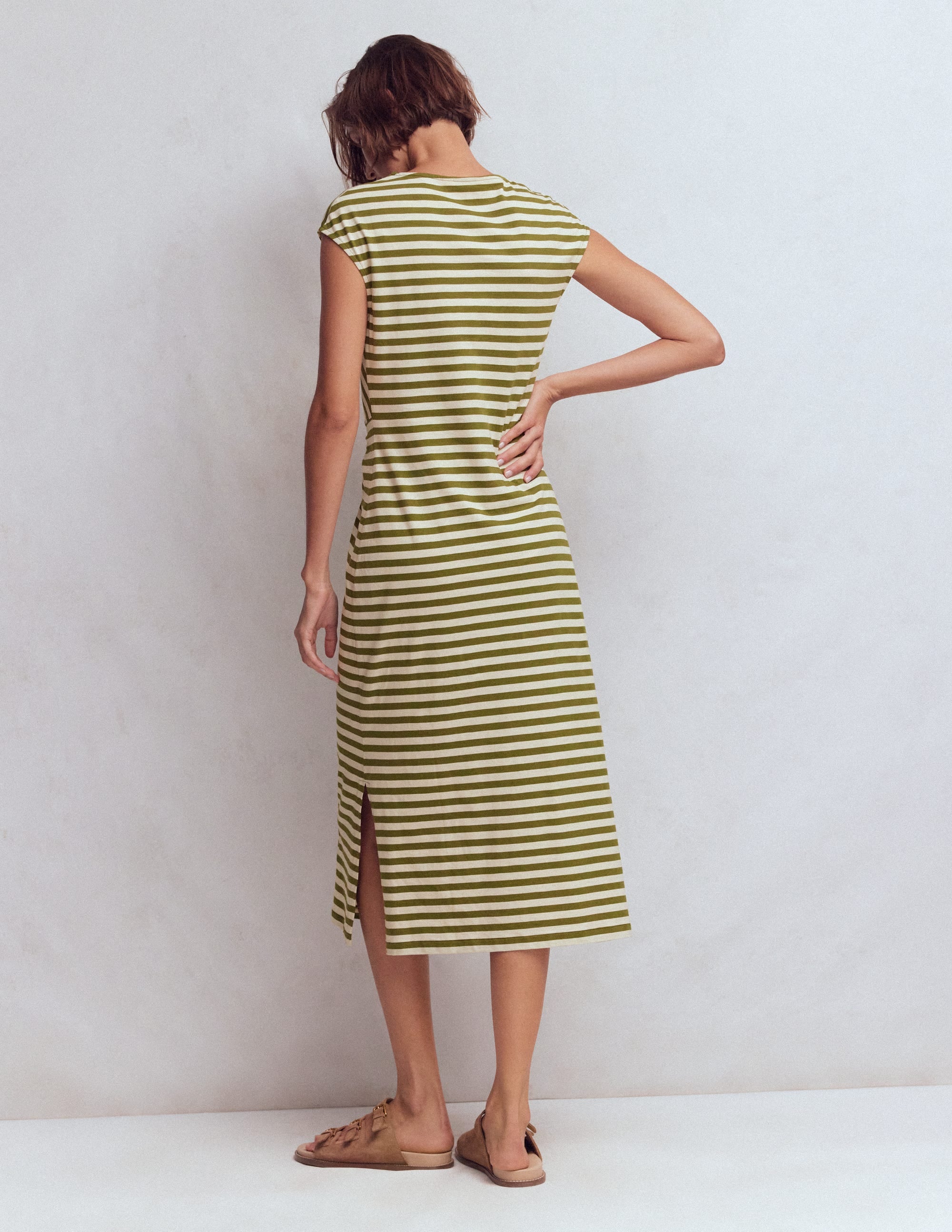 Delilah Twisted Midi Dress-Stripe - Image 3