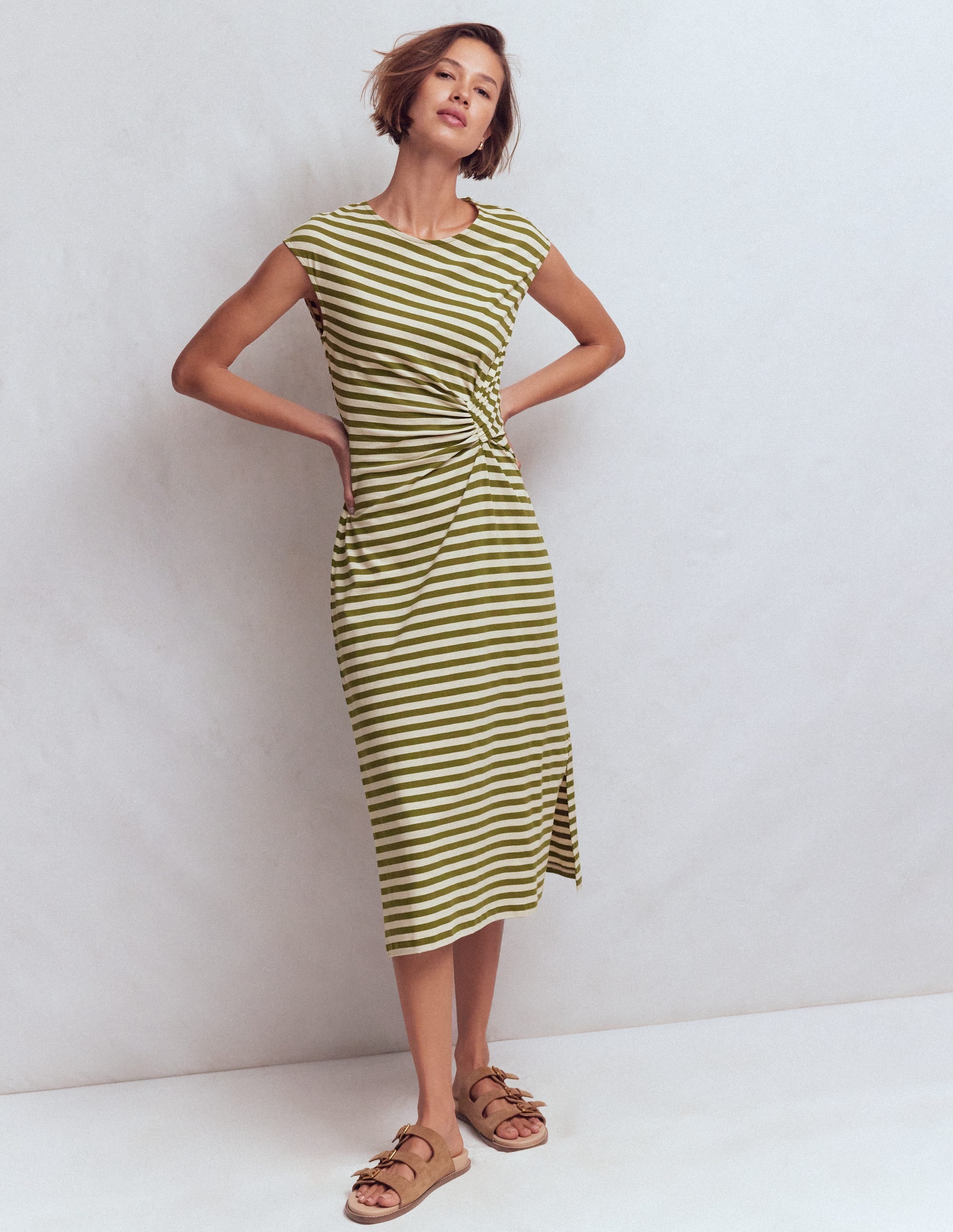 Delilah Twisted Midi Dress-Stripe - Image 4