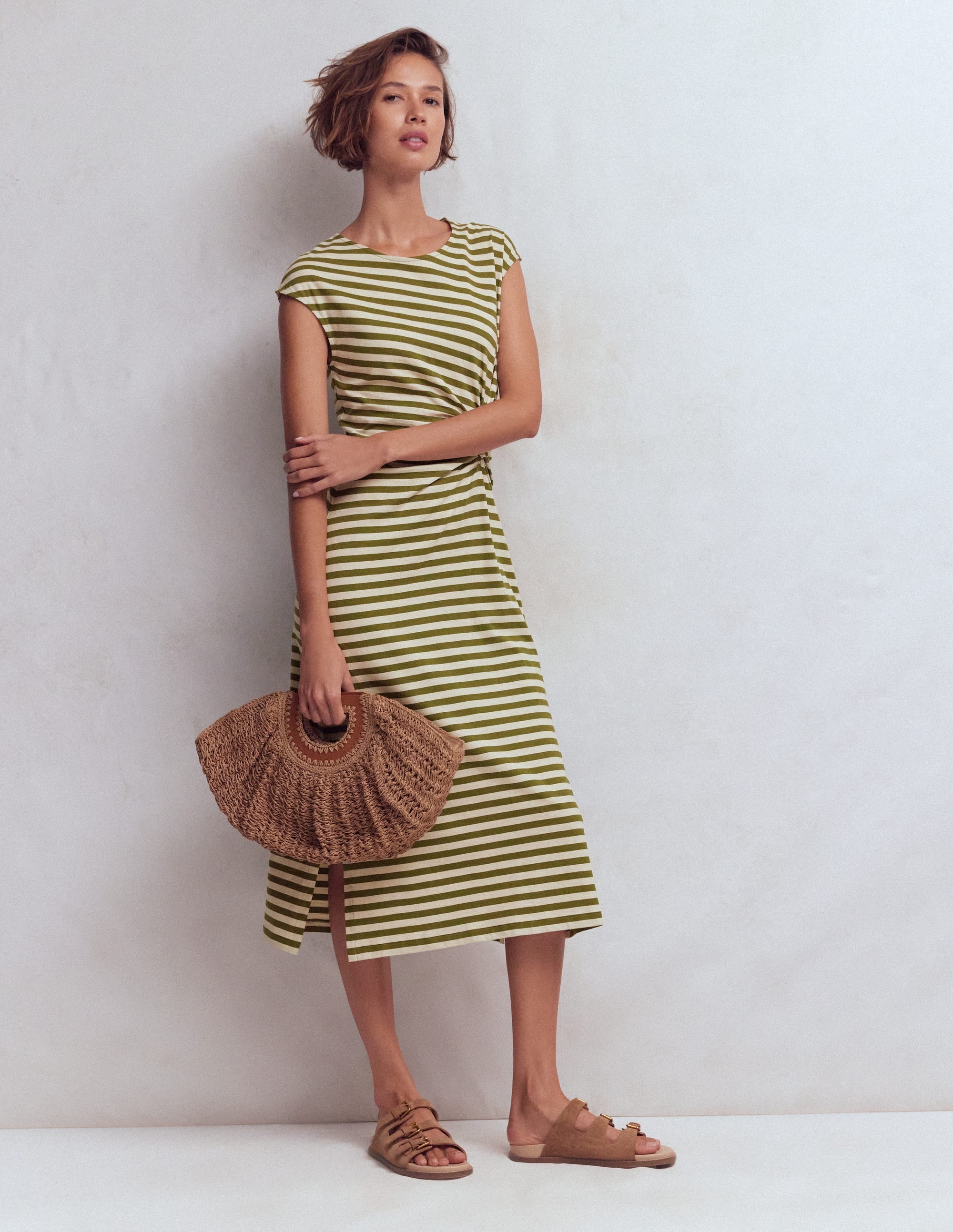 Delilah Twisted Midi Dress-Stripe - Image 5