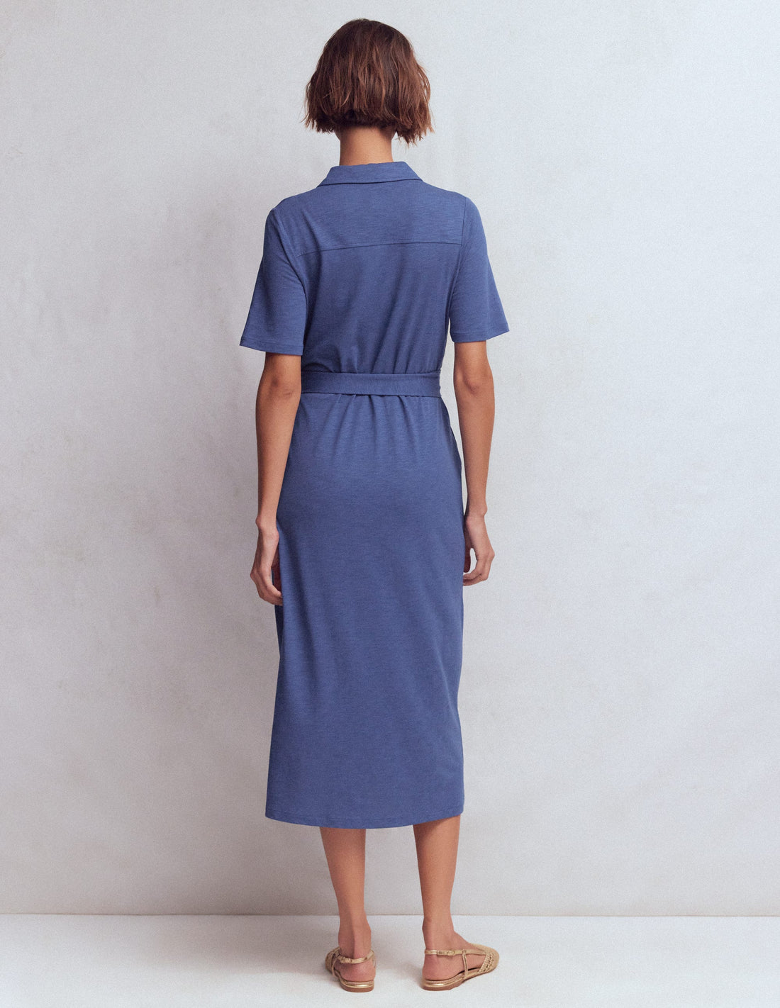 Mavis Midi Jersey Shirt Dress-Denim Blue | Boden UK