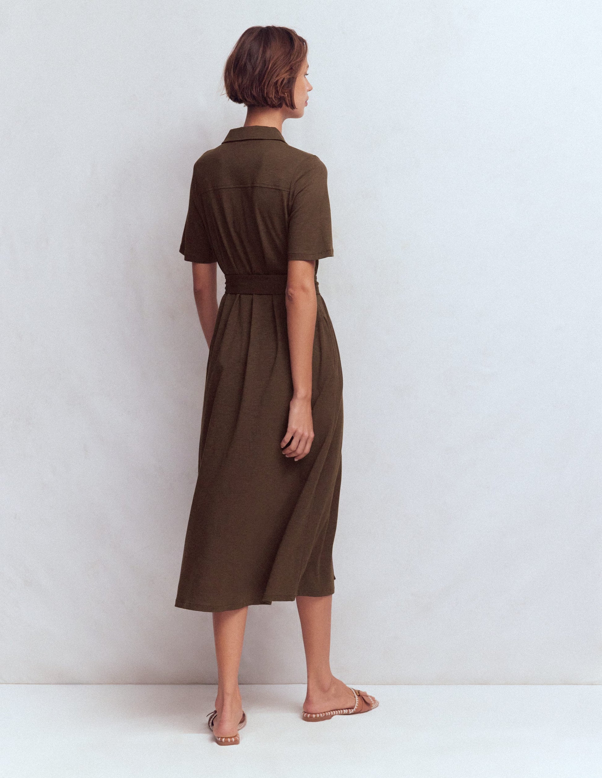 Mavis Midi Jersey Shirt Dress-Bitter Chocolate | Boden UK