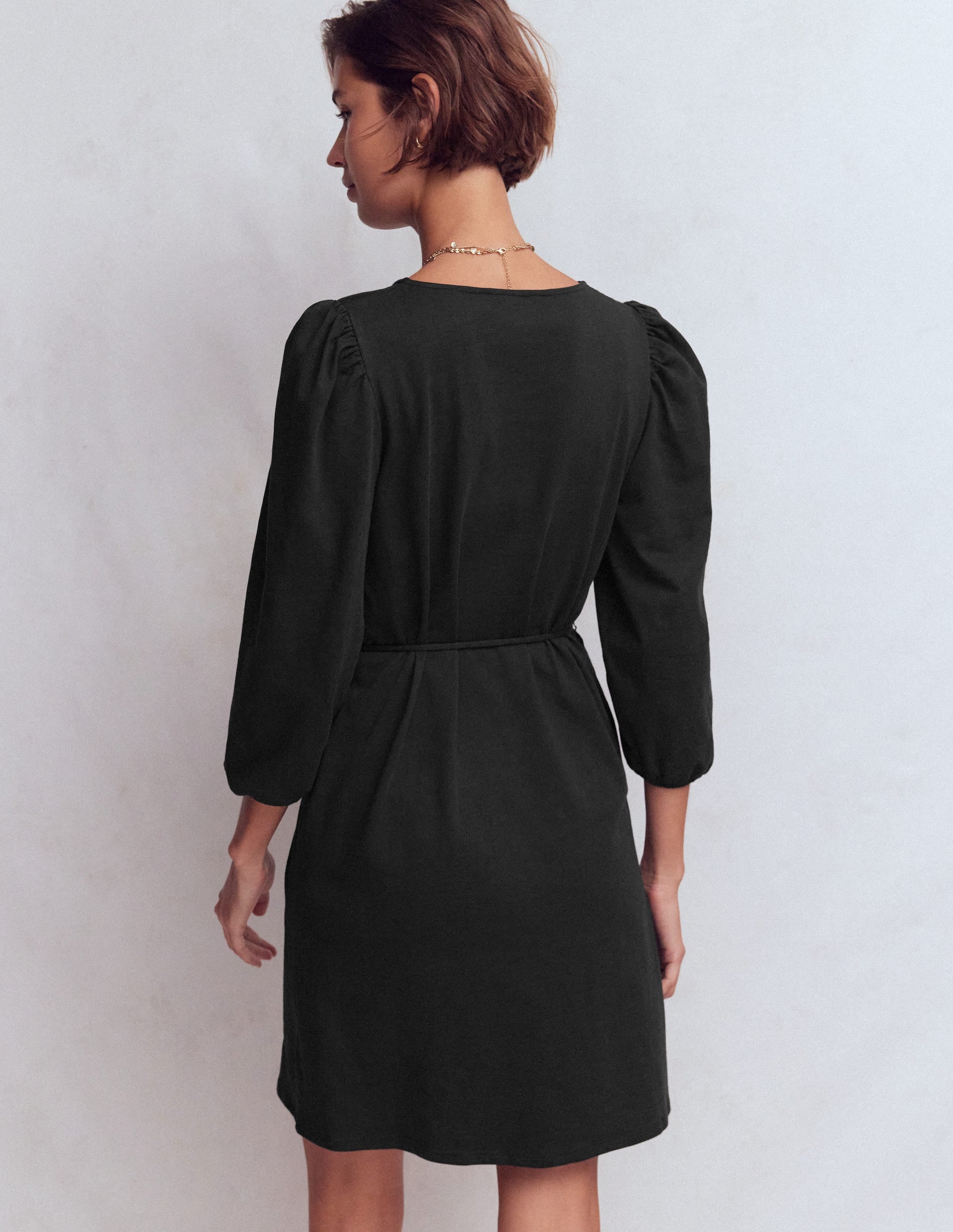 Cary V-Neck Short Dress-Black - Image 3