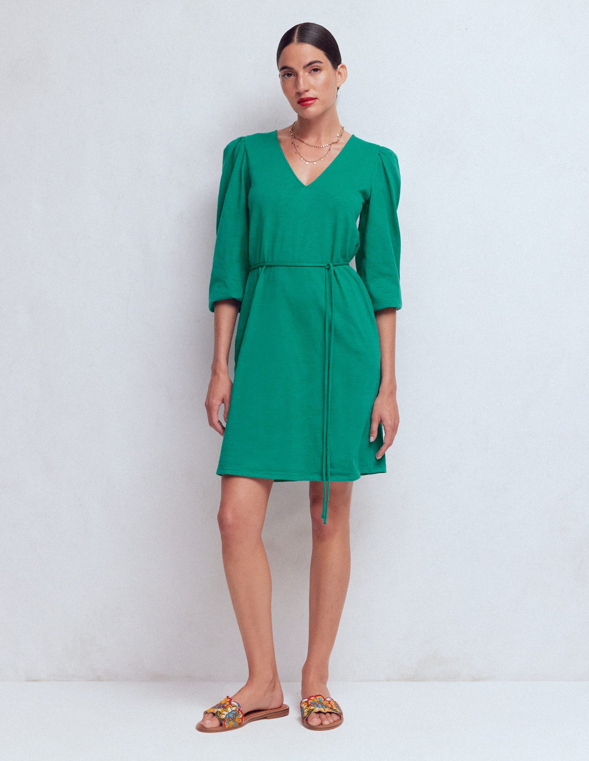 Cary V-Neck Jersey Dress-Deep Teal-5