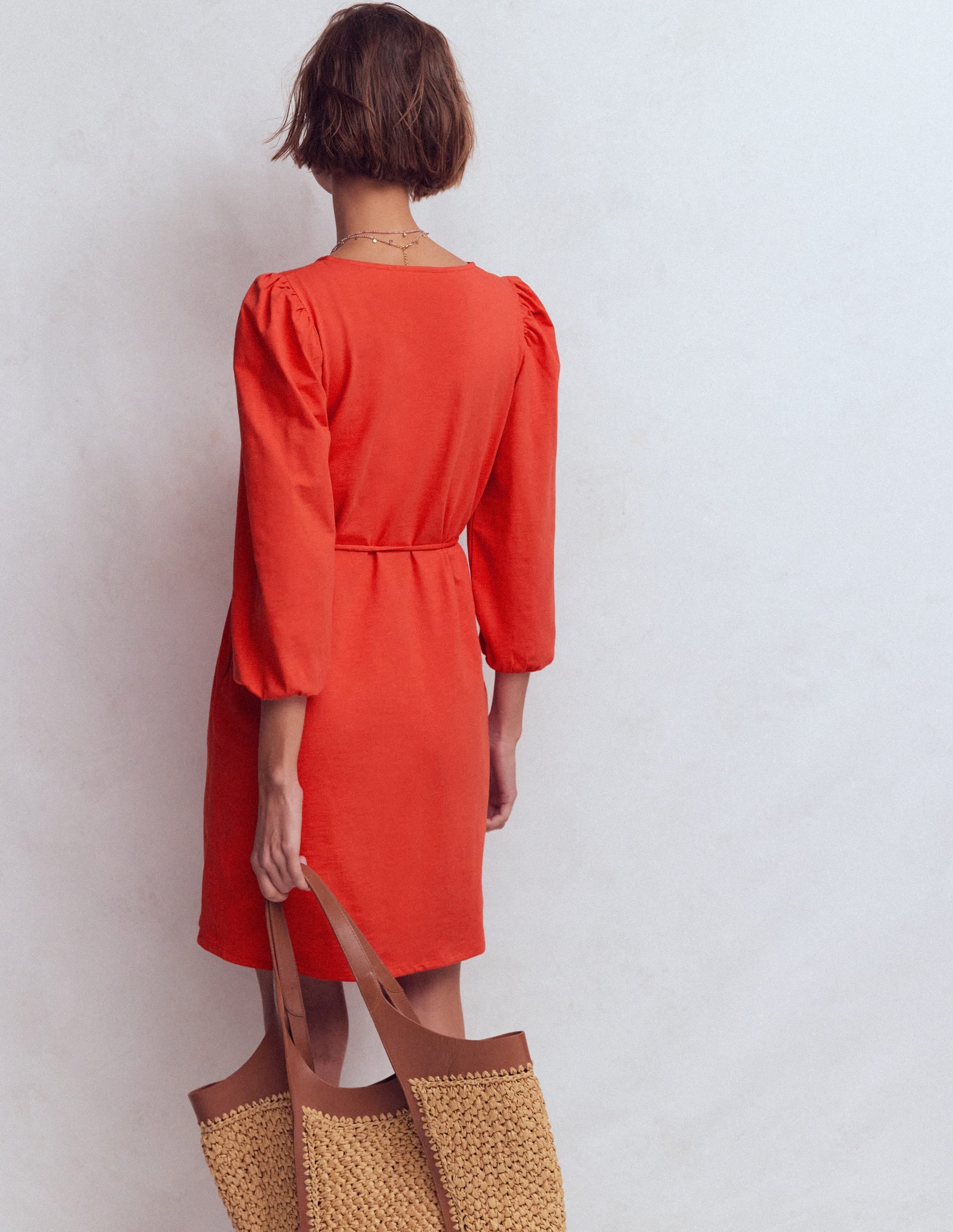 Cary V-Neck Short Dress-Blood Orange - Image 3
