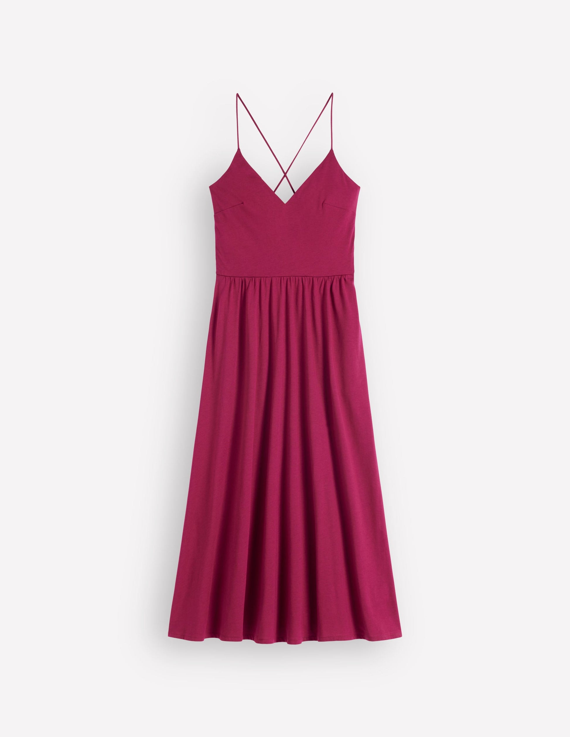 Cross Back Jersey Dress-Beet Red-7