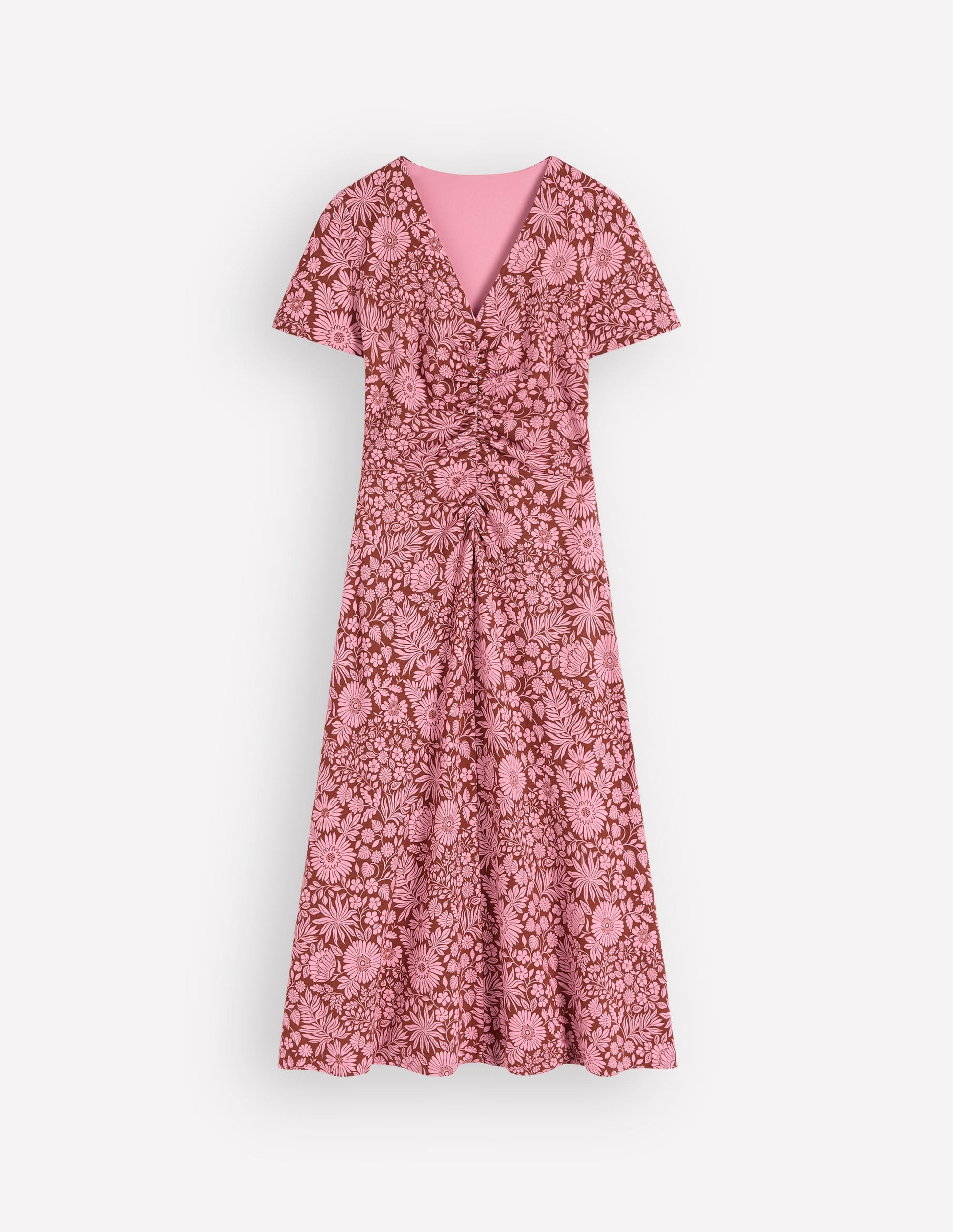 Una Ruched Front Ponte Dress-Russet, Flowerbed Bloom-6
