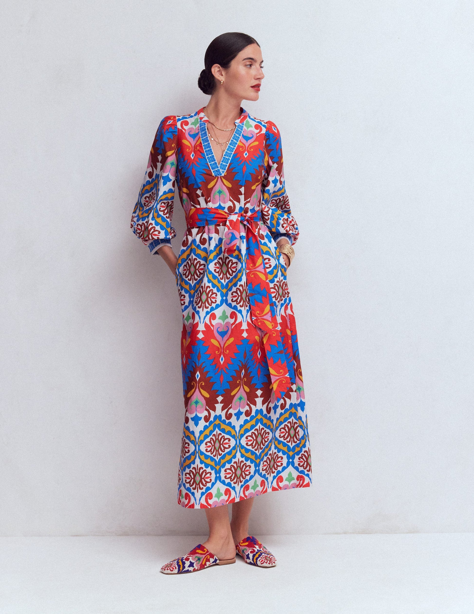 Octavia Cotton Dress-Multi Ikat Dream-3