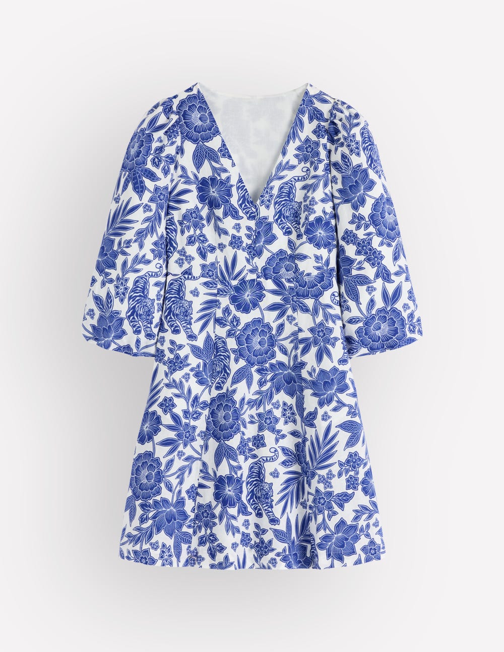 Marla Linen Blend Short Dress-Blue Tigers Paradise-6