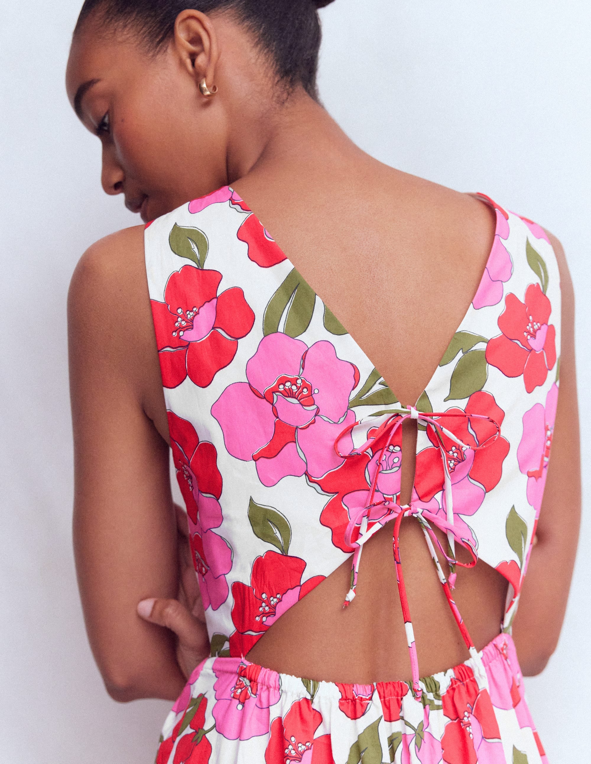Sleeveless Poplin Dress-Pink Radiant Bloom - Image 4