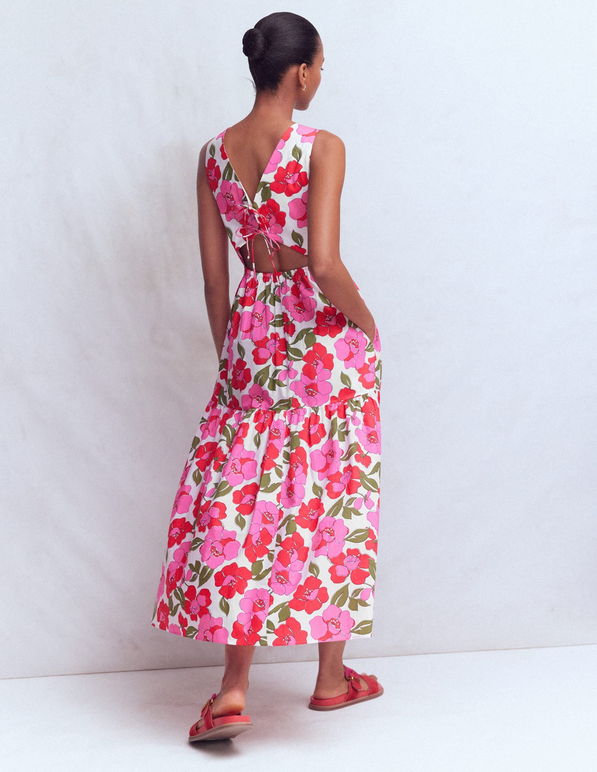 Sleeveless Poplin Dress-Pink Radiant Bloom - Image 5