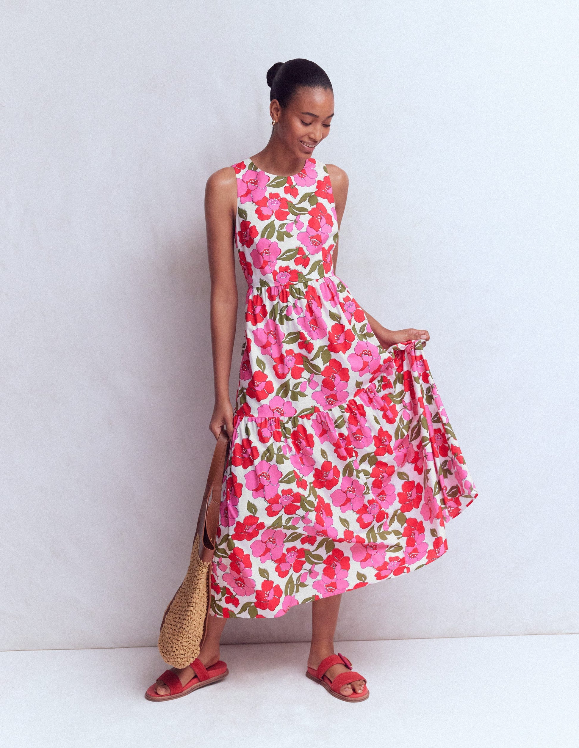 Sleeveless Poplin Dress-Pink Radiant Bloom | Boden UK Sleeveless Poplin Dress-Pink Radiant Bloom | Boden UK