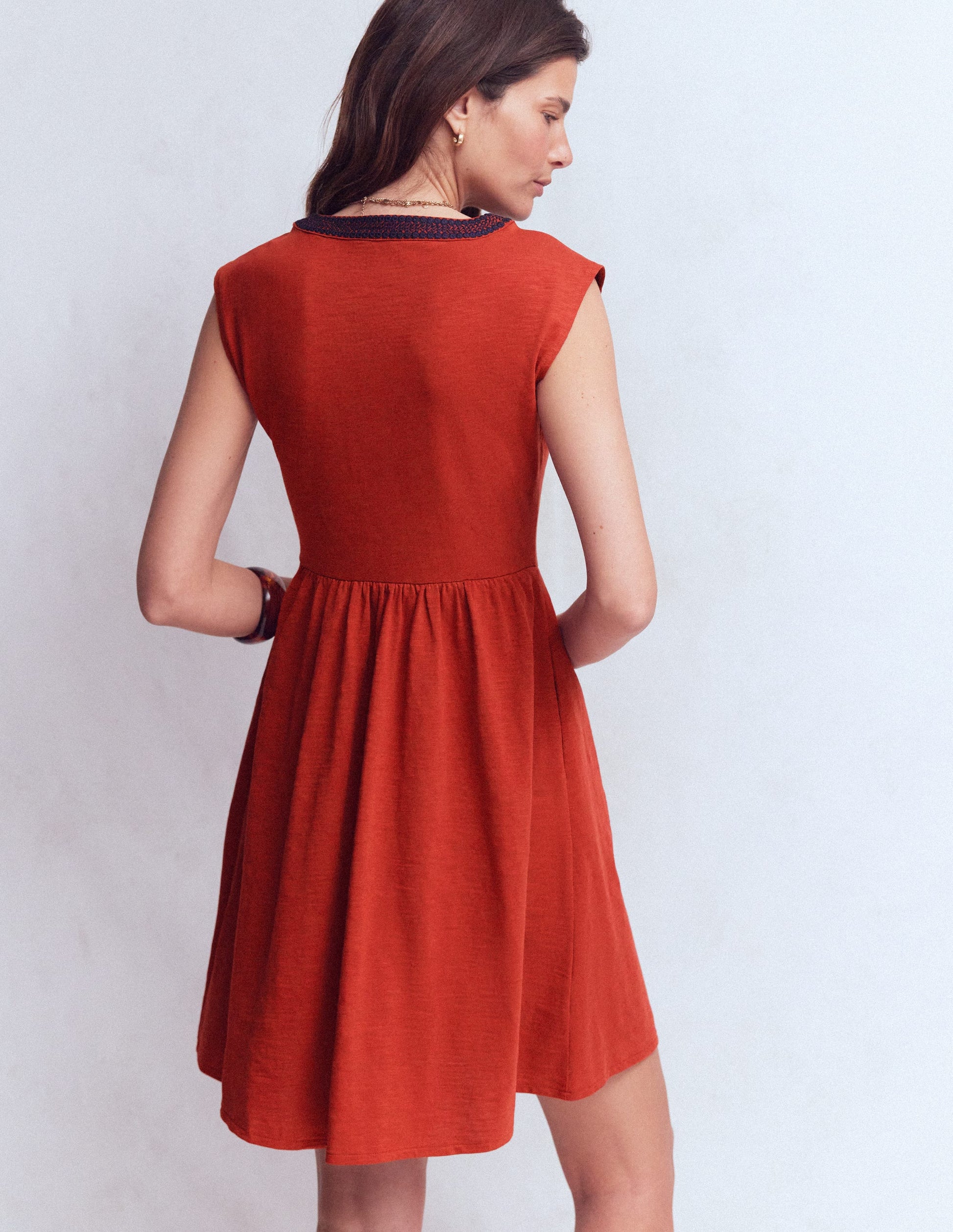 May Jersey Short Dress-Burnt Orange-3