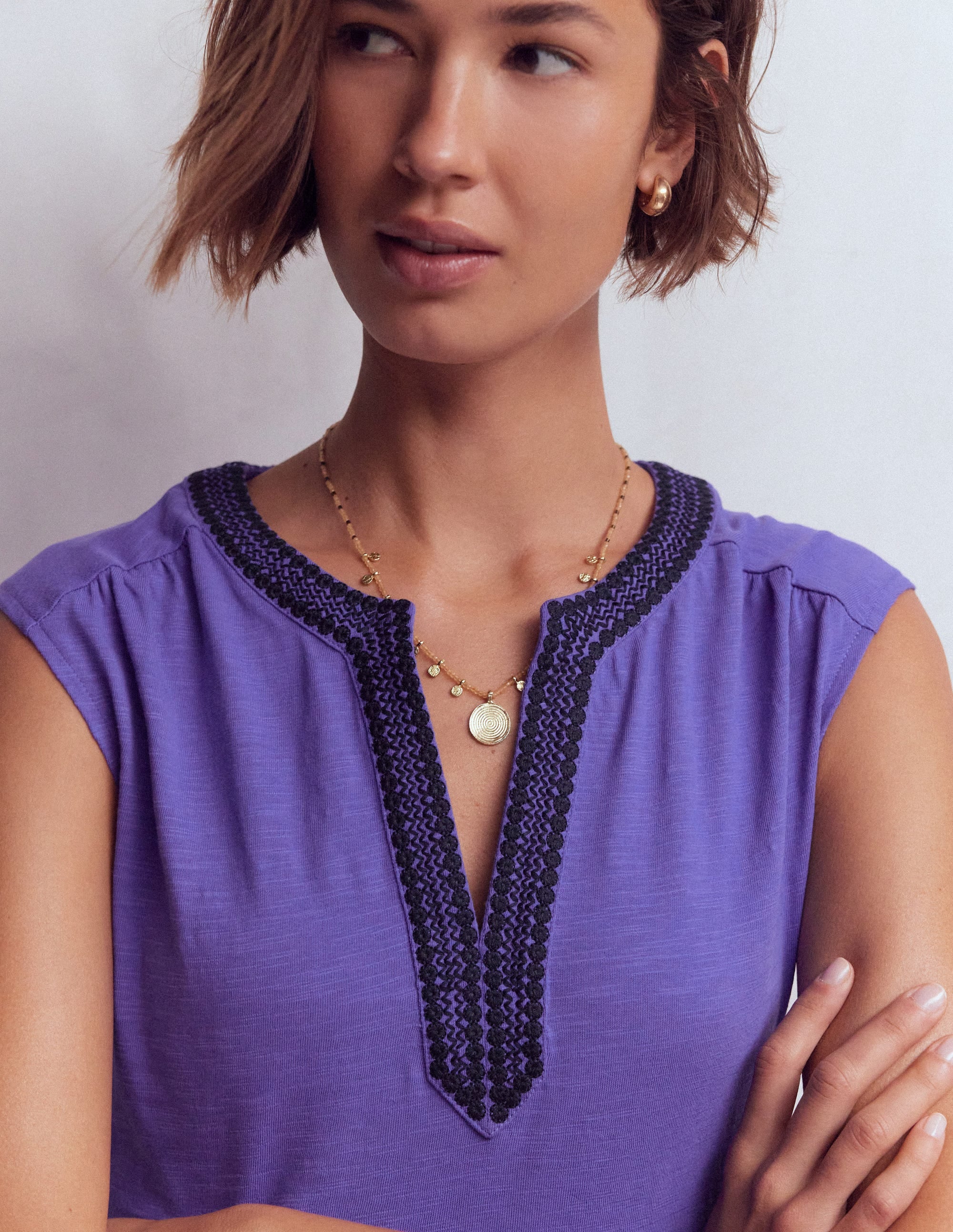 May Embroidered Short Dress-Han Purple - Image 2