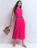 Saoirse Smocked Jersey Dress-Bright Pink