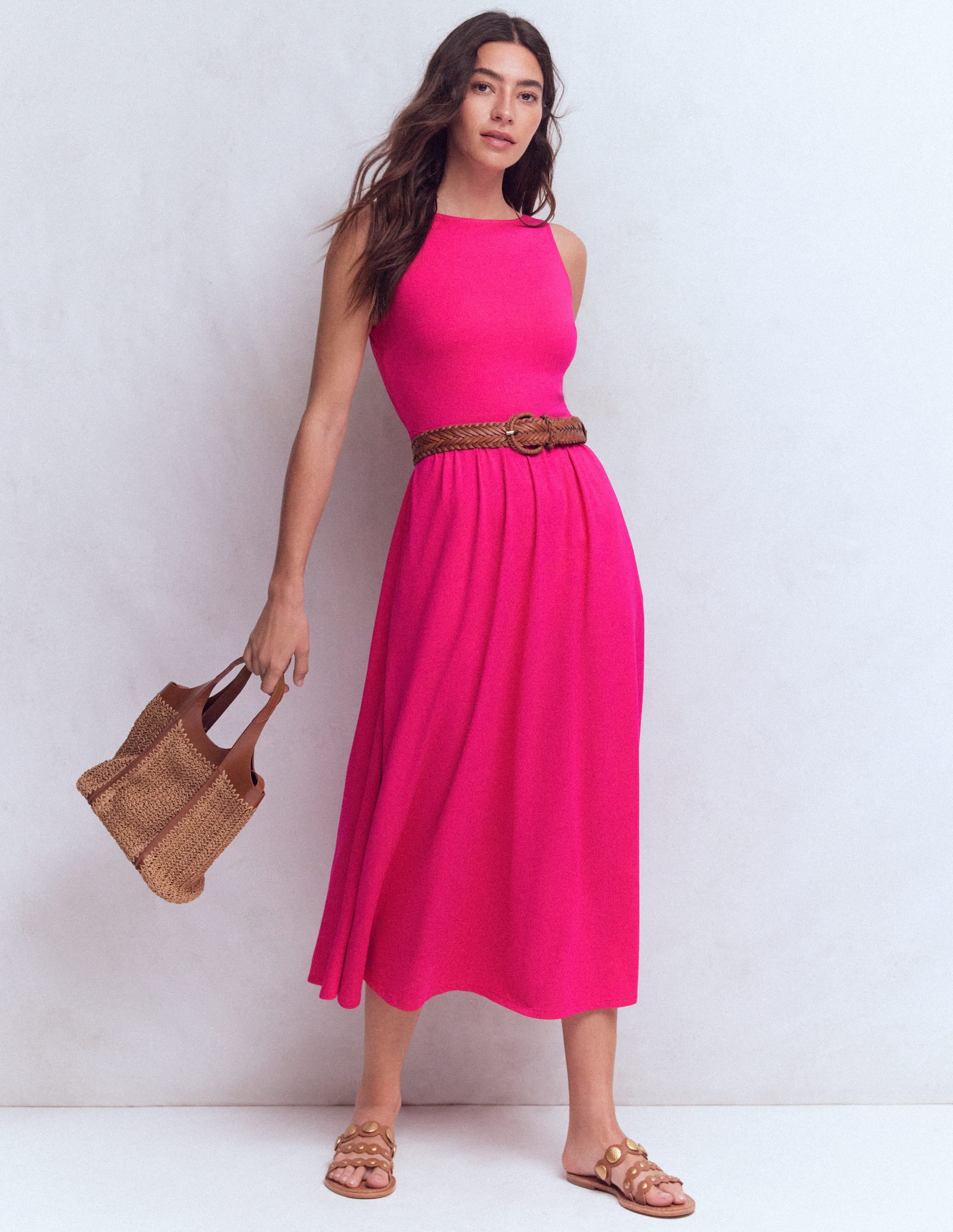 Saoirse Smock Back Dress-Bright Pink - Image 1