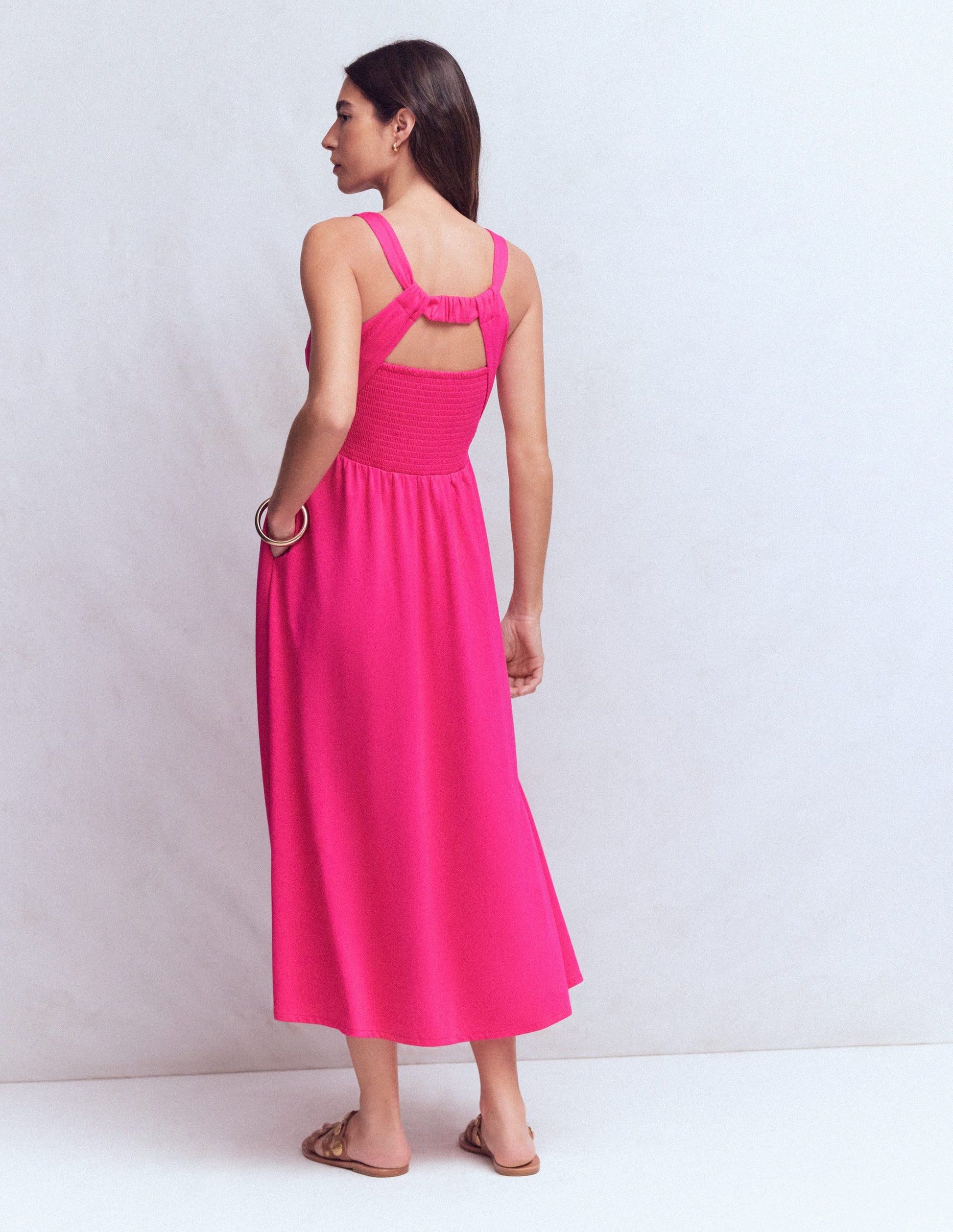 Saoirse Smocked Jersey Dress-Bright Pink | Boden UK Saoirse Smocked Jersey Dress-Bright Pink | Boden UK