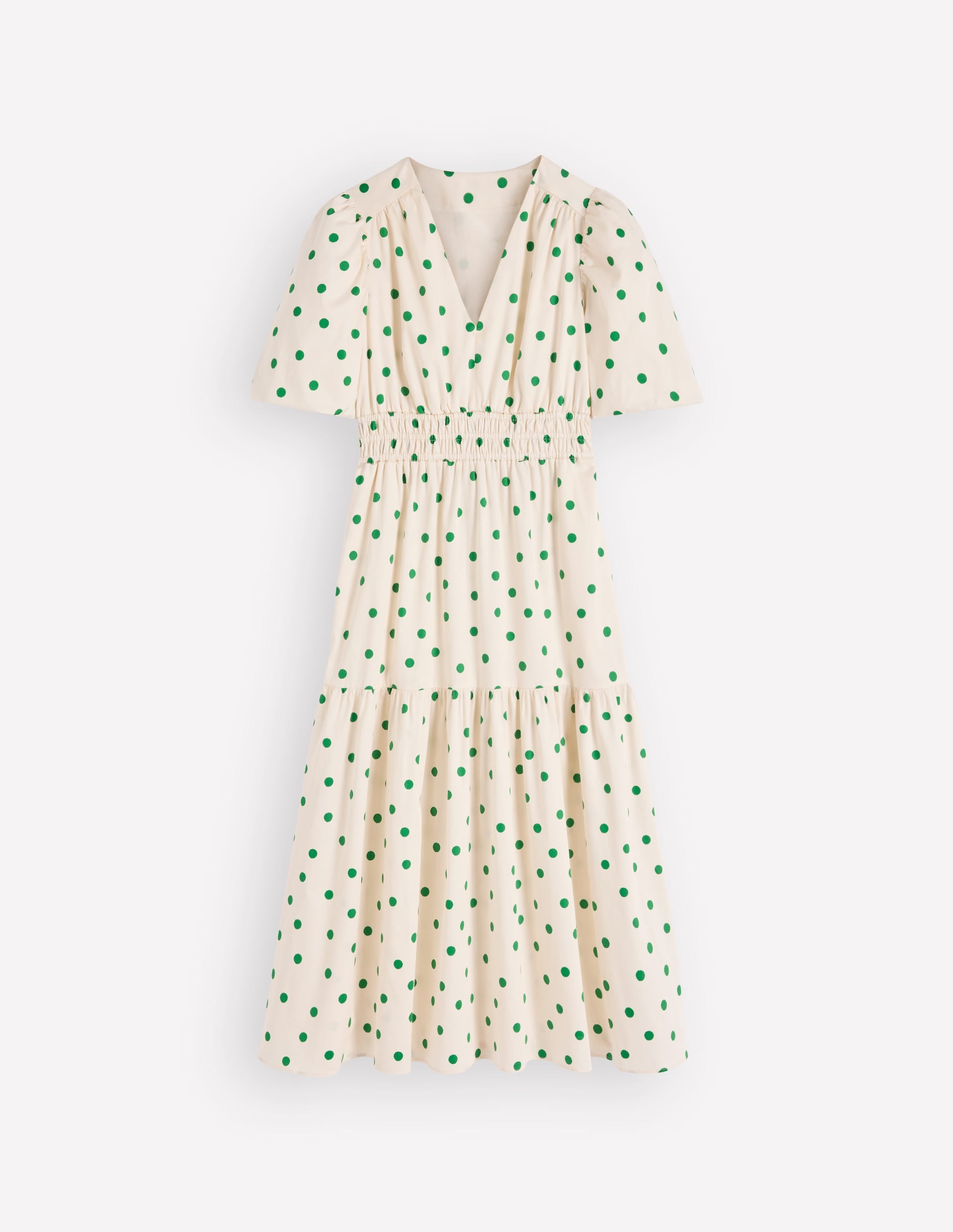 Irene Puff Sleeve Cotton Dress-Papyrus, Painted Dot Spaced - Image 7