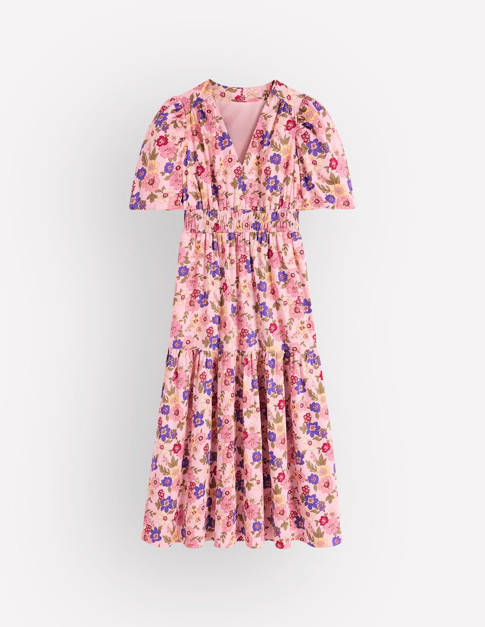 Irene Puff Sleeve Cotton Dress-Pink, Blossomy Garden-7
