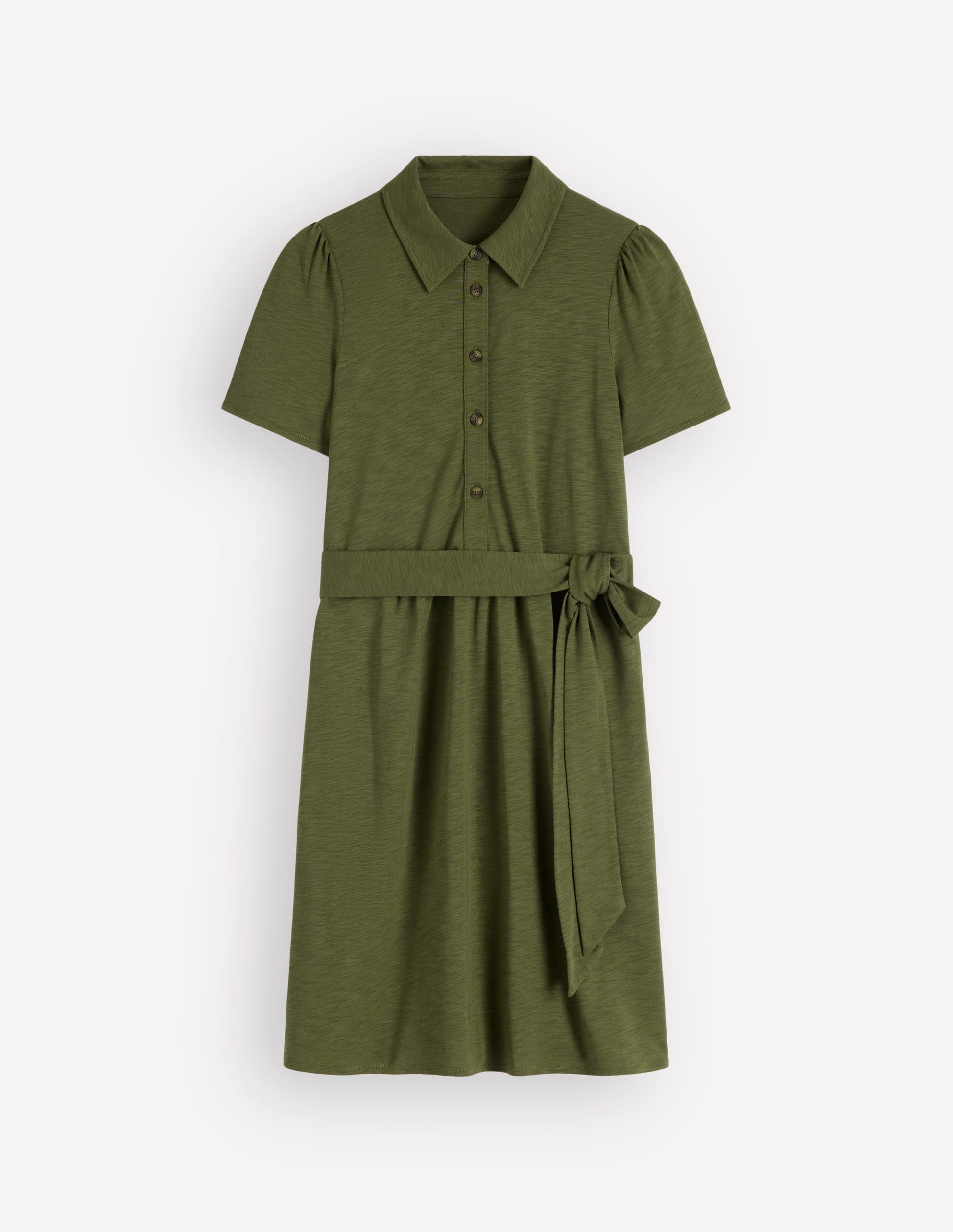 Patti Short Jersey Shirt Dress-Woodland Green