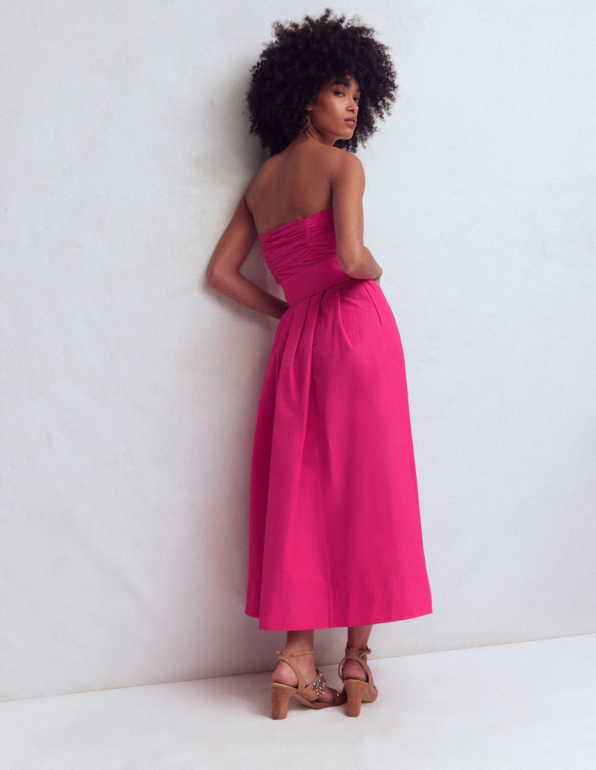 Strapless Taffeta Dress-Bright Pink-4