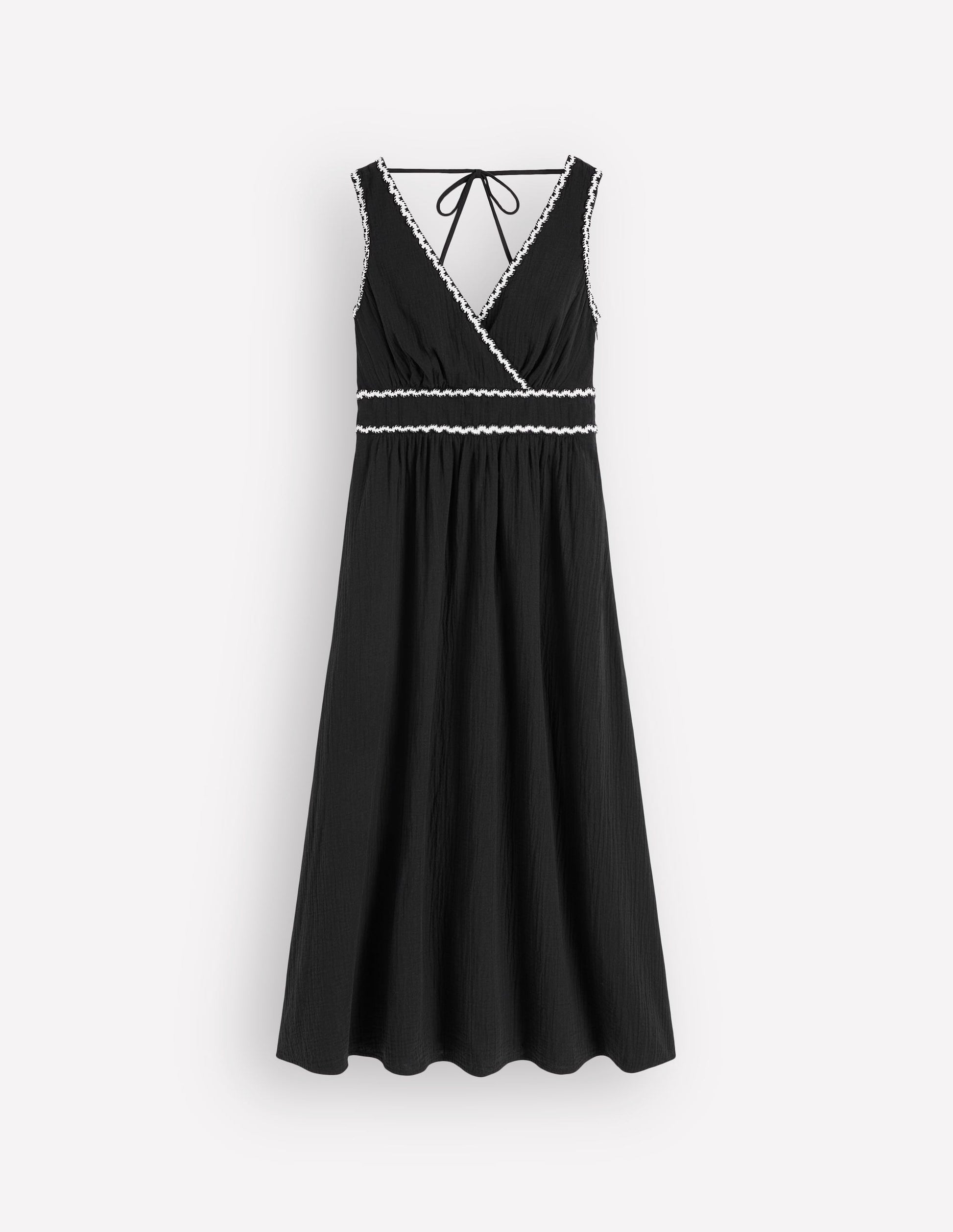 Lorna Trim Double Cloth Dress-Black Ivory