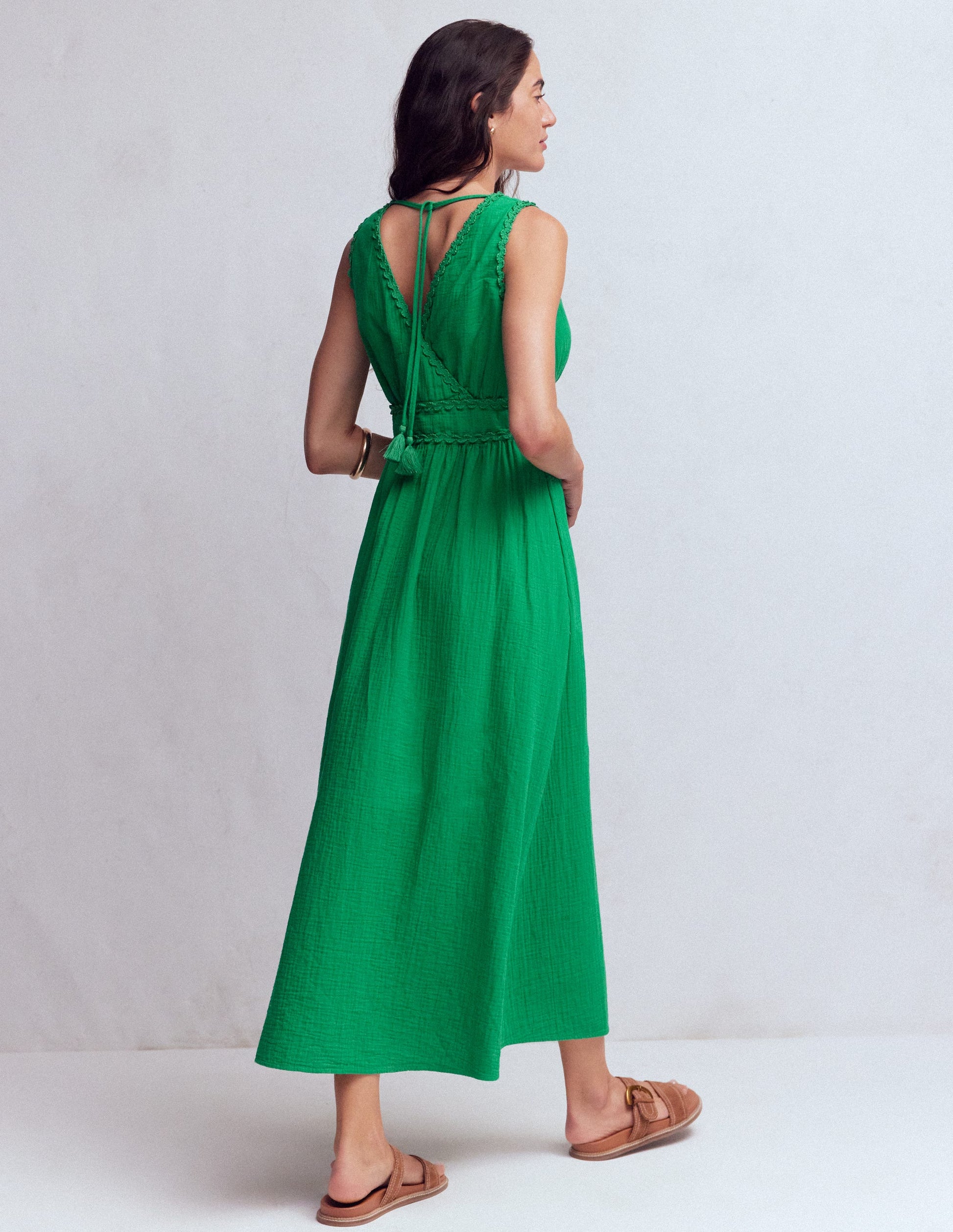 Lorna Trim Double Cloth Dress-Rich Emerald | Boden UK Lorna Trim Double Cloth Dress-Rich Emerald | Boden UK