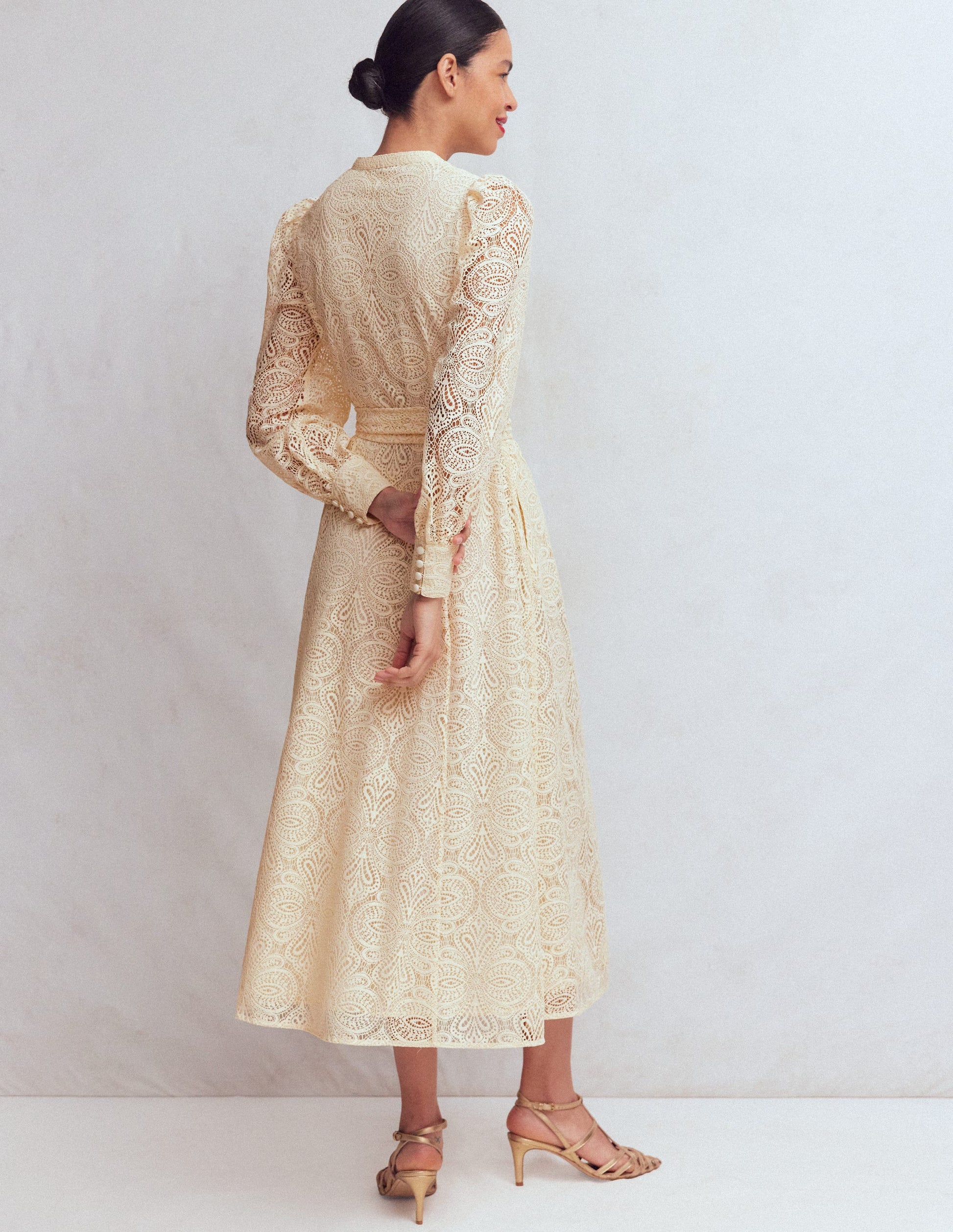 Blouson Sleeve Lace Dress-Ivory Lace-6