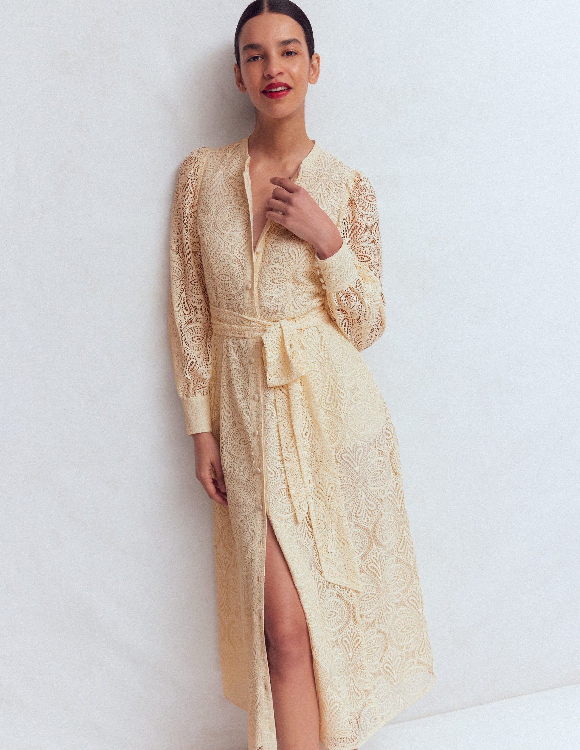 Blouson Sleeve Lace Dress-Ivory Lace-7