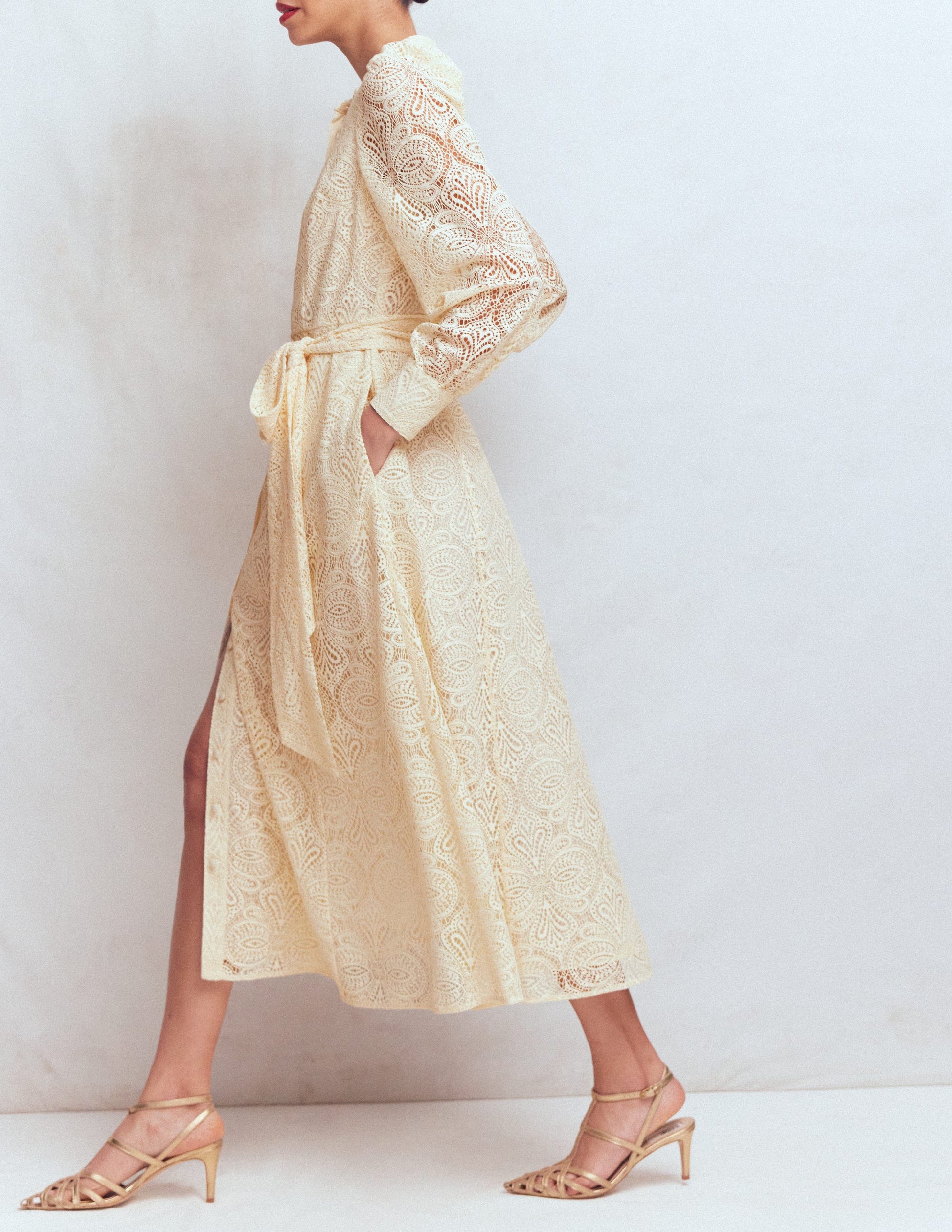 Blouson Sleeve Lace Dress-Ivory Lace-8