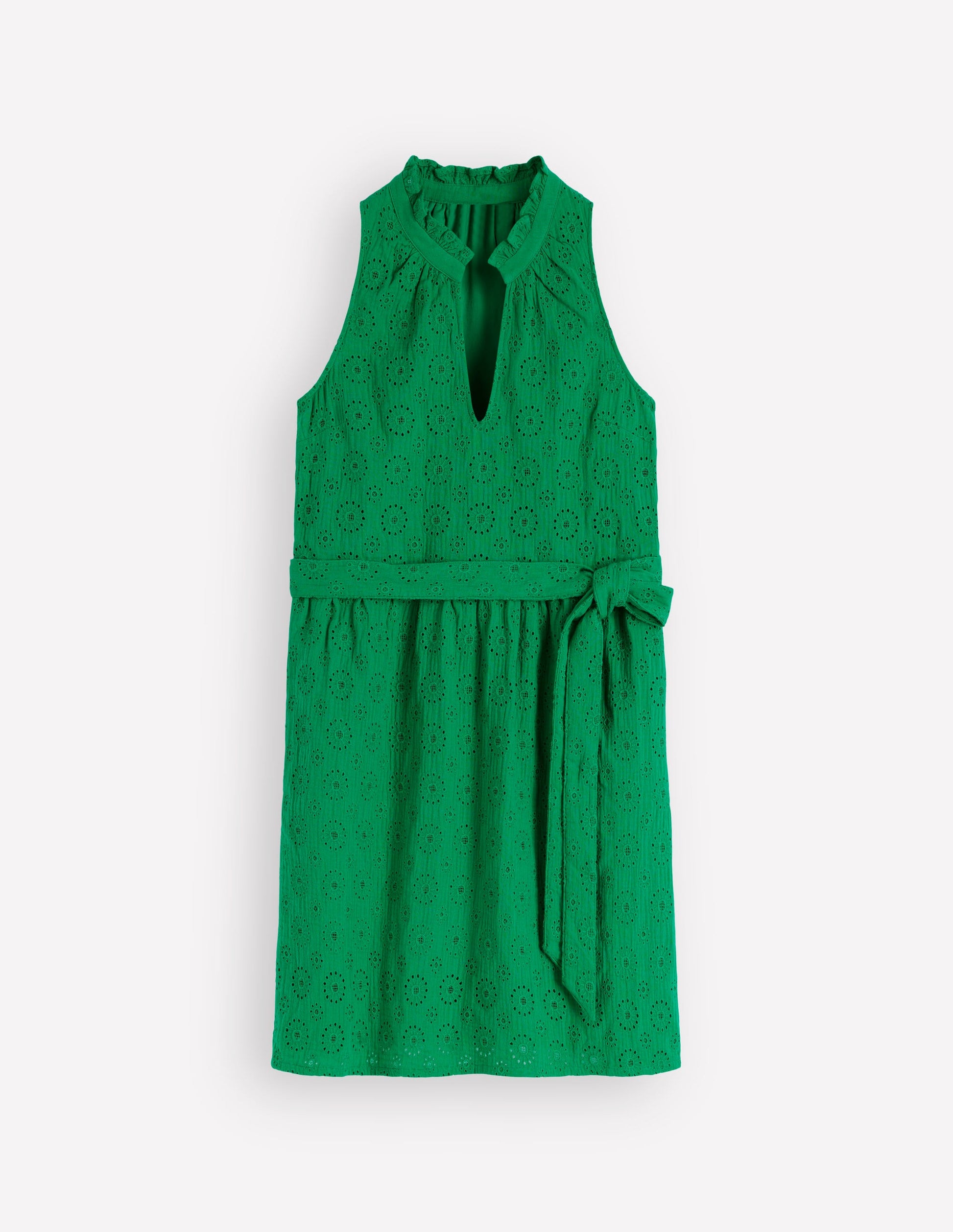 Viv Double Cloth Short Dress-Highland Green Broderie-5
