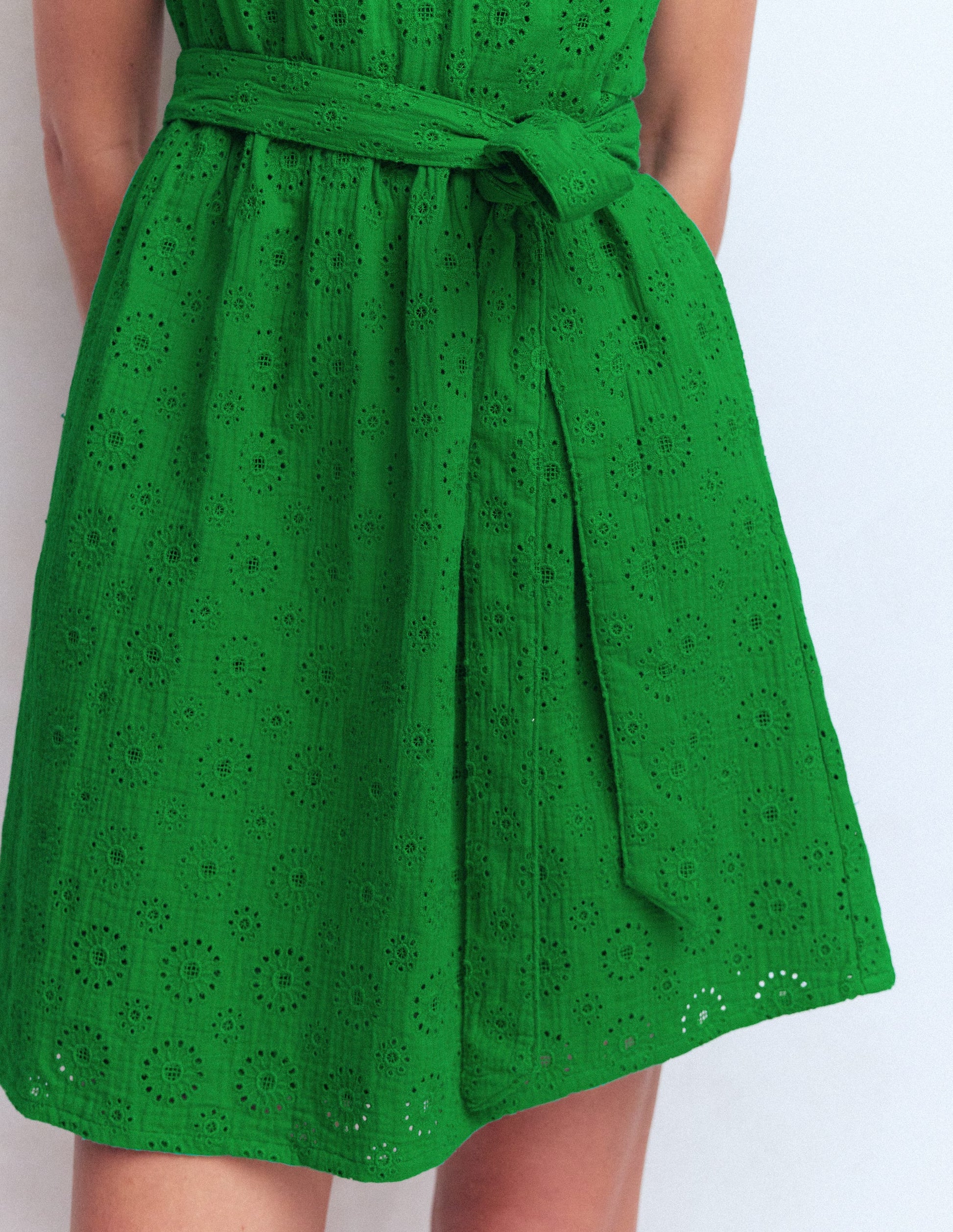 Viv Double Cloth Short Dress-Highland Green Broderie | Boden UK Viv Double Cloth Short Dress-Highland Green Broderie | Boden UK