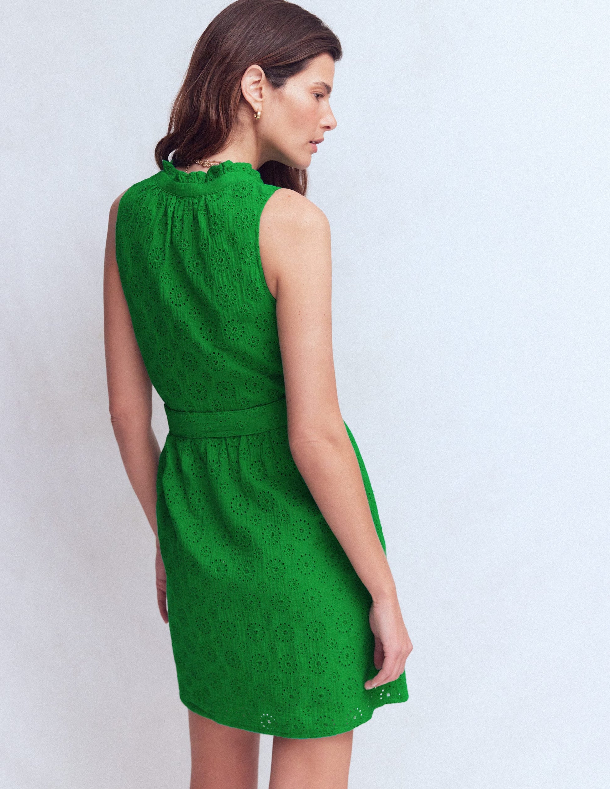 Viv Double Cloth Short Dress-Highland Green Broderie | Boden UK Viv Double Cloth Short Dress-Highland Green Broderie | Boden UK