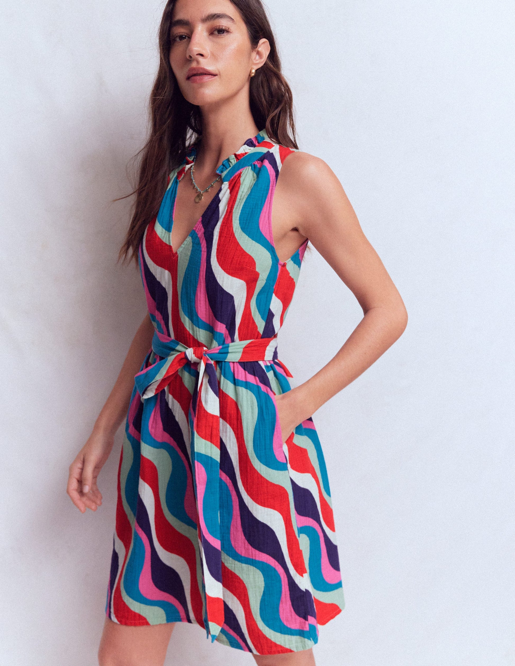 Viv Double Cloth Short Dress-Wiggle Print-5