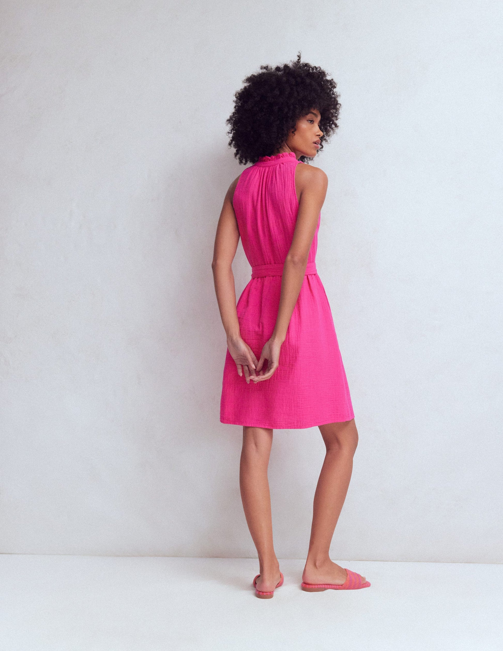 Viv Double Cloth Short Dress-Pink Peony-3