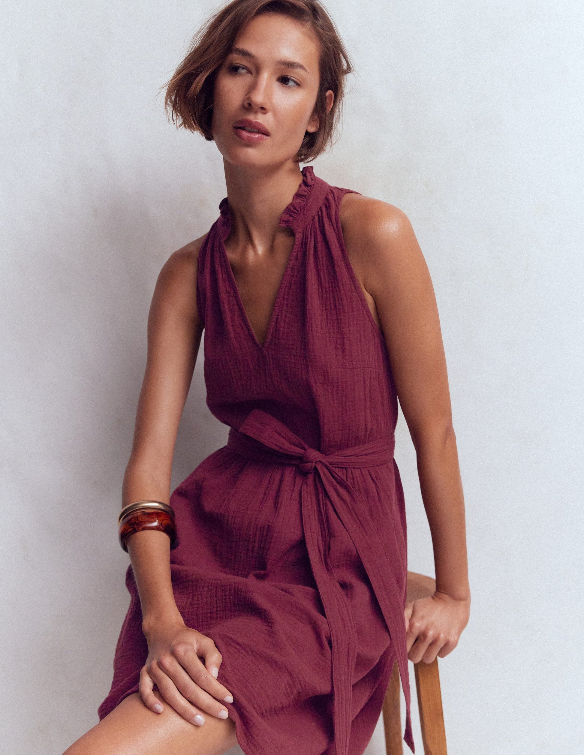 Viv Double Cloth Short Dress-Deep Wisteria-1