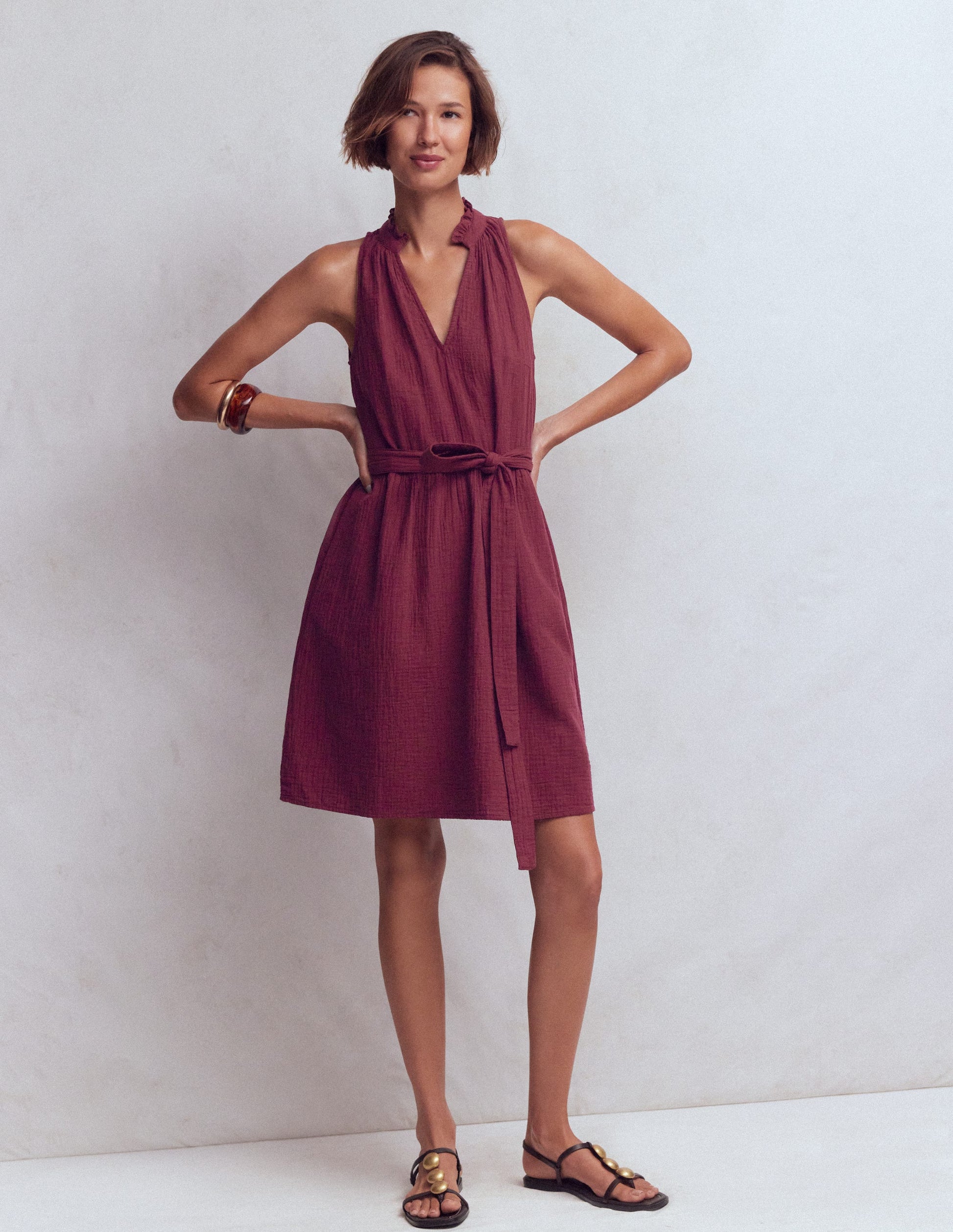 Viv Double Cloth Short Dress-Deep Wisteria-4