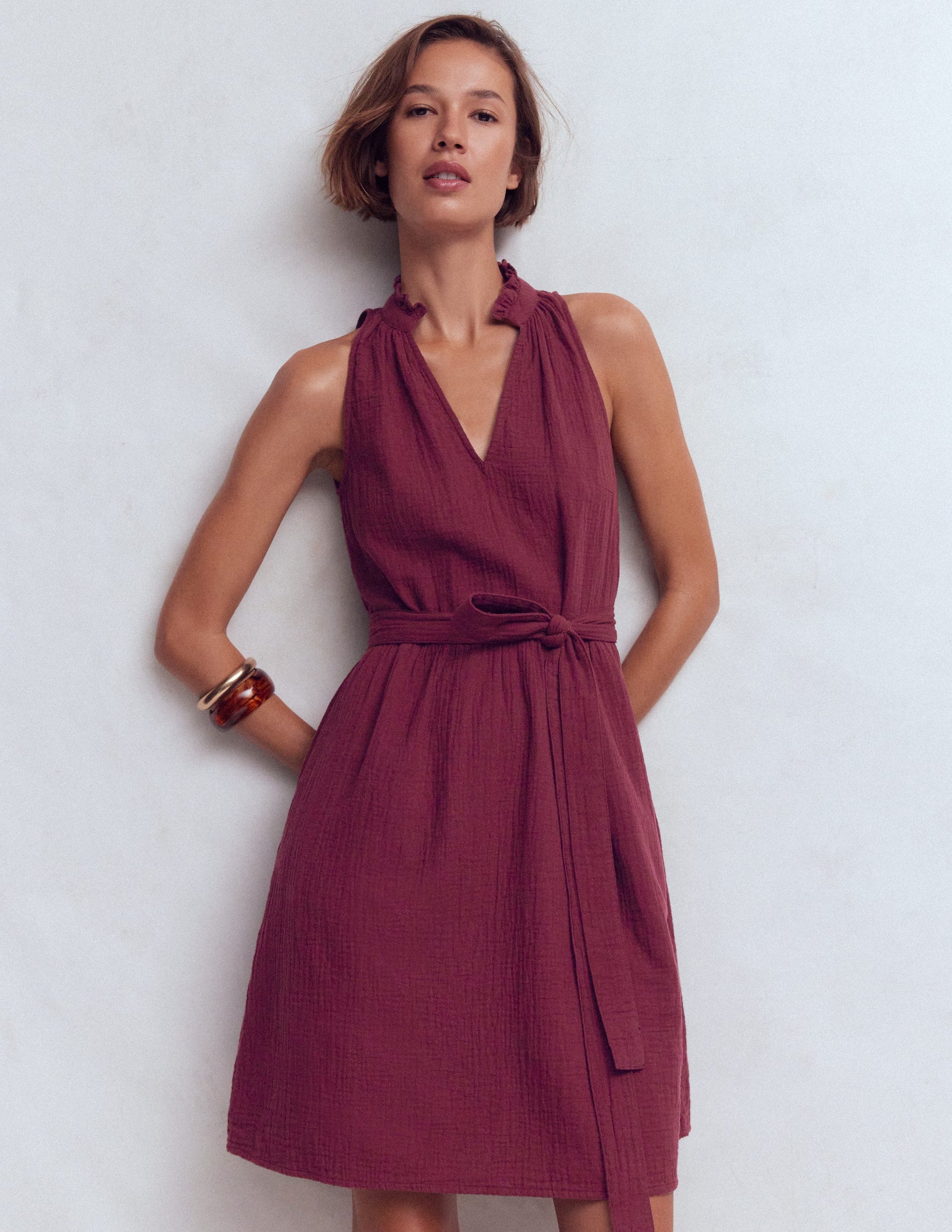 Viv Double Cloth Short Dress-Deep Wisteria-5