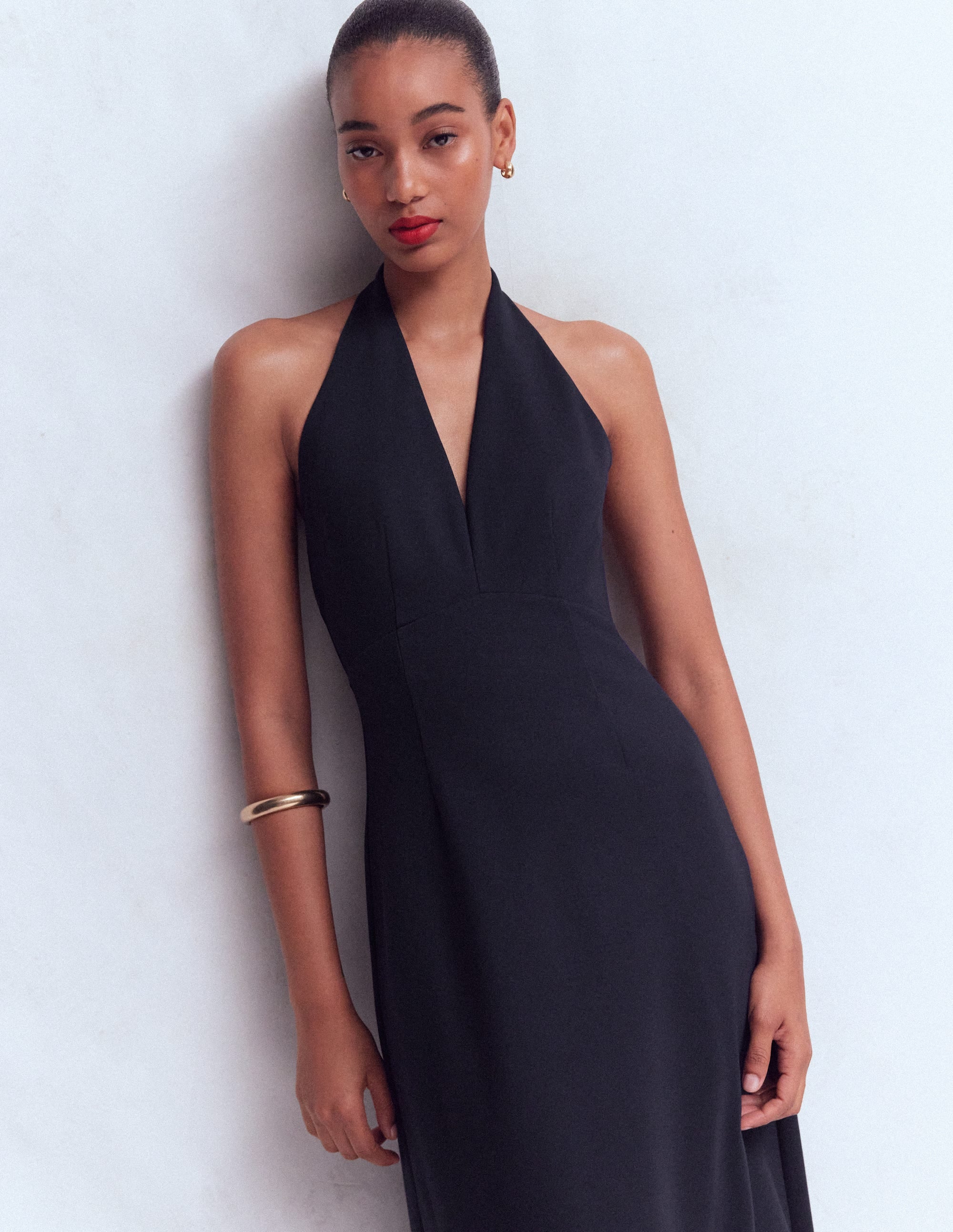 Halter Neck Empire Maxi Dress-Navy - Image 6